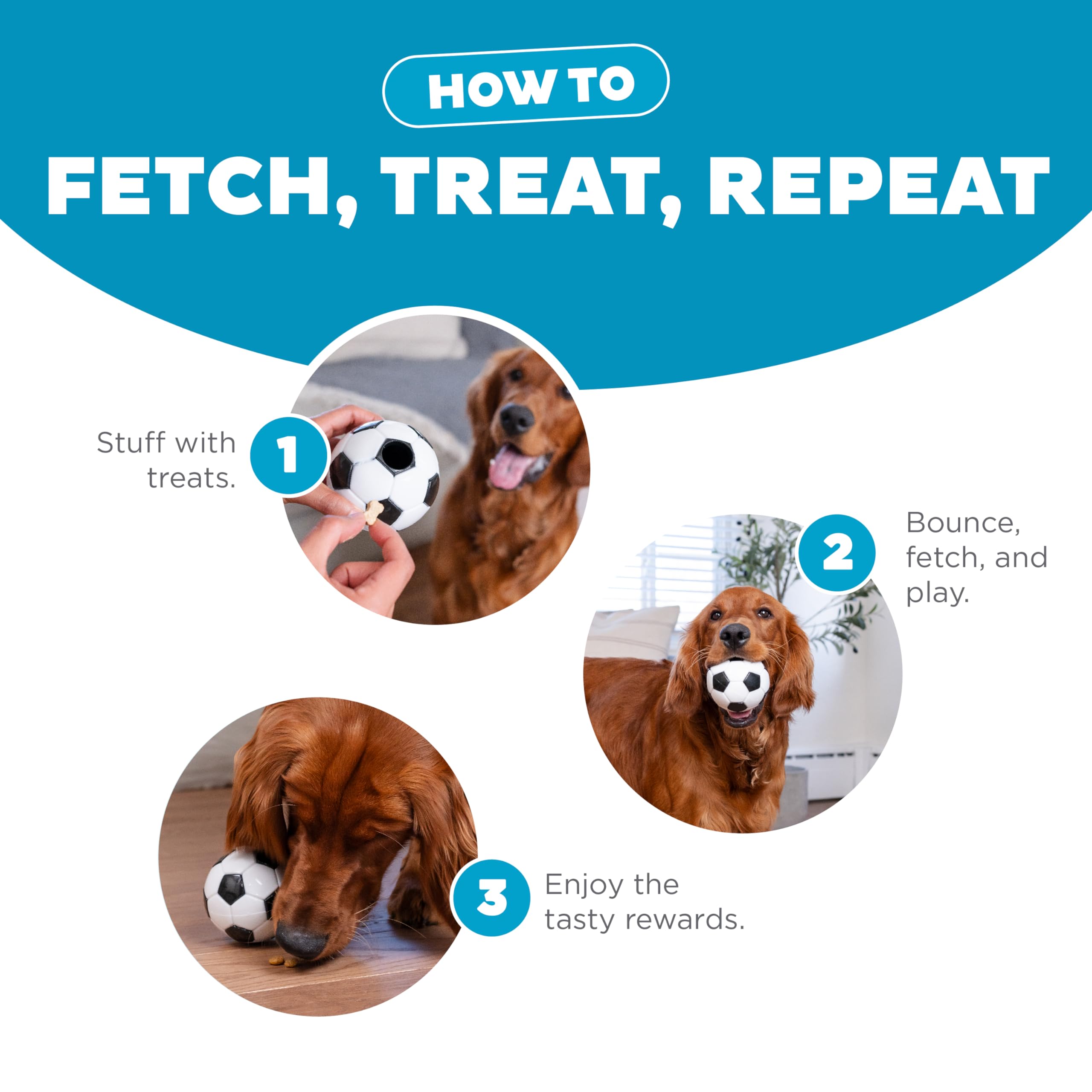 Outward Hound Sport Ballz Soccer Ball Durable Treat-Dispensing Fetch Ball Dog Toy