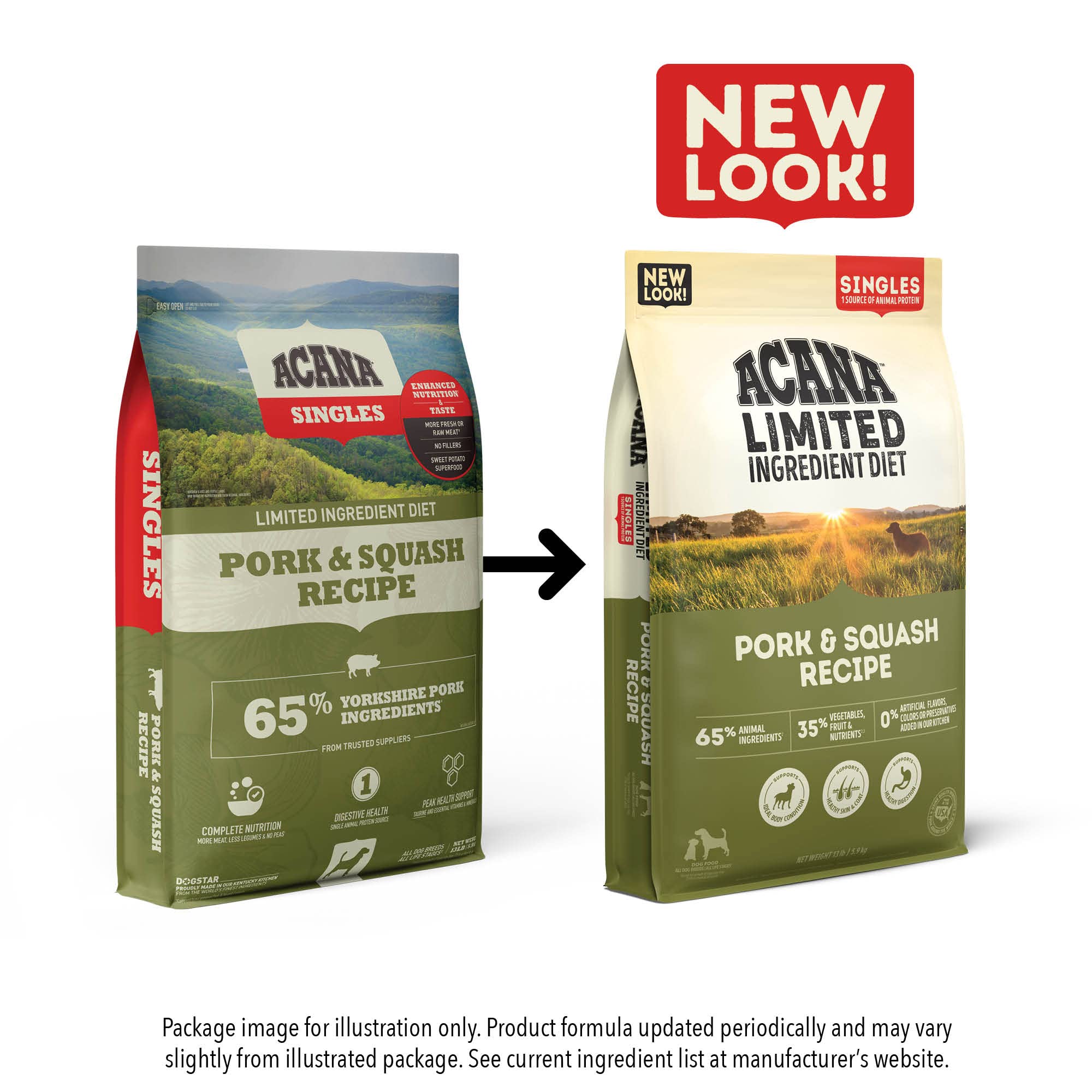 ACANA Singles Limited Ingredient Dry Dog Food, Grain Free, High Protein, Pork & Squash Recipe, 4.5 lb