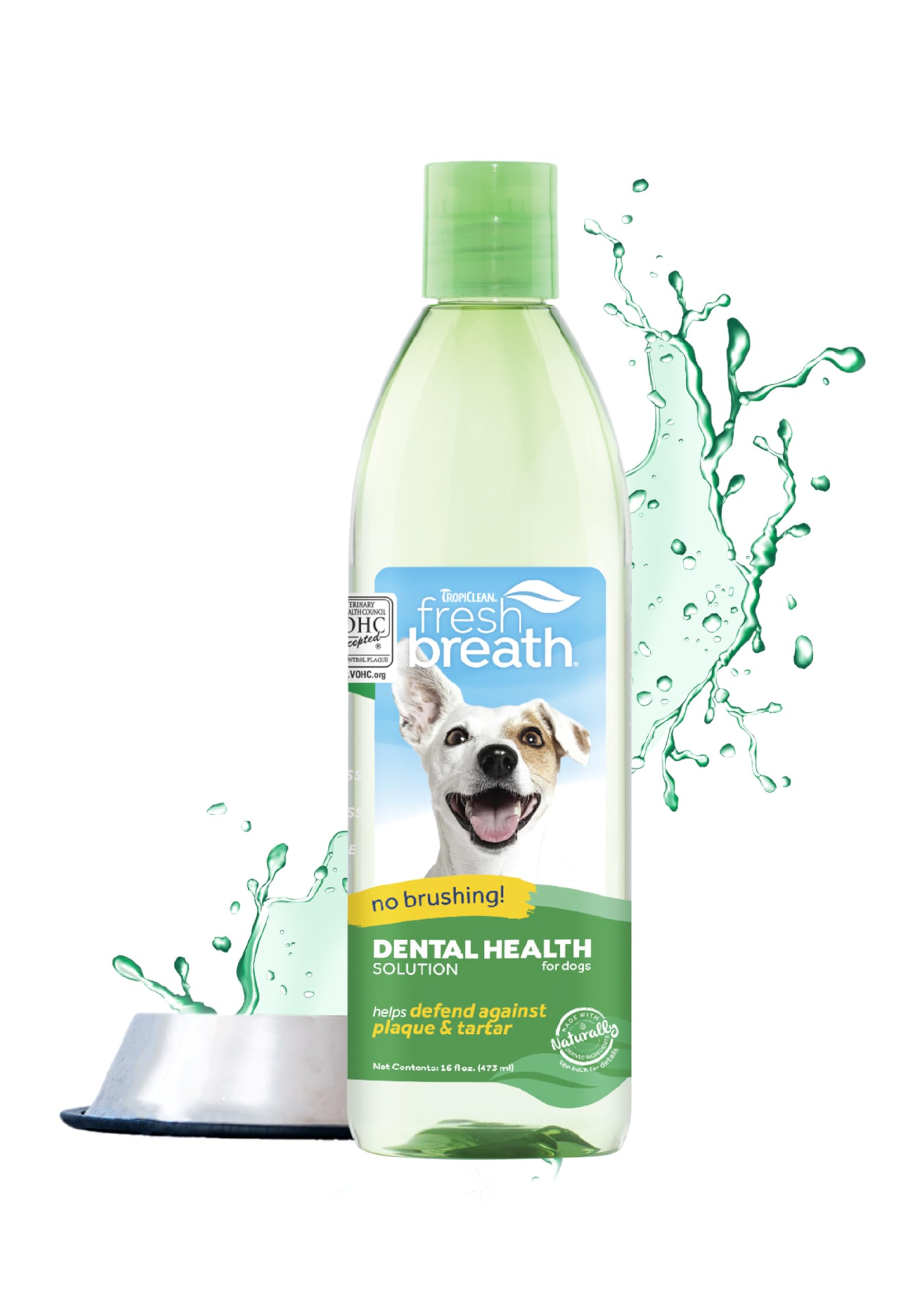 TropiClean Fresh Breath Water Additive for Dogs | Dog Breath Freshener & Teeth Cleaning Solution | No Toothpaste or Toothbrush R