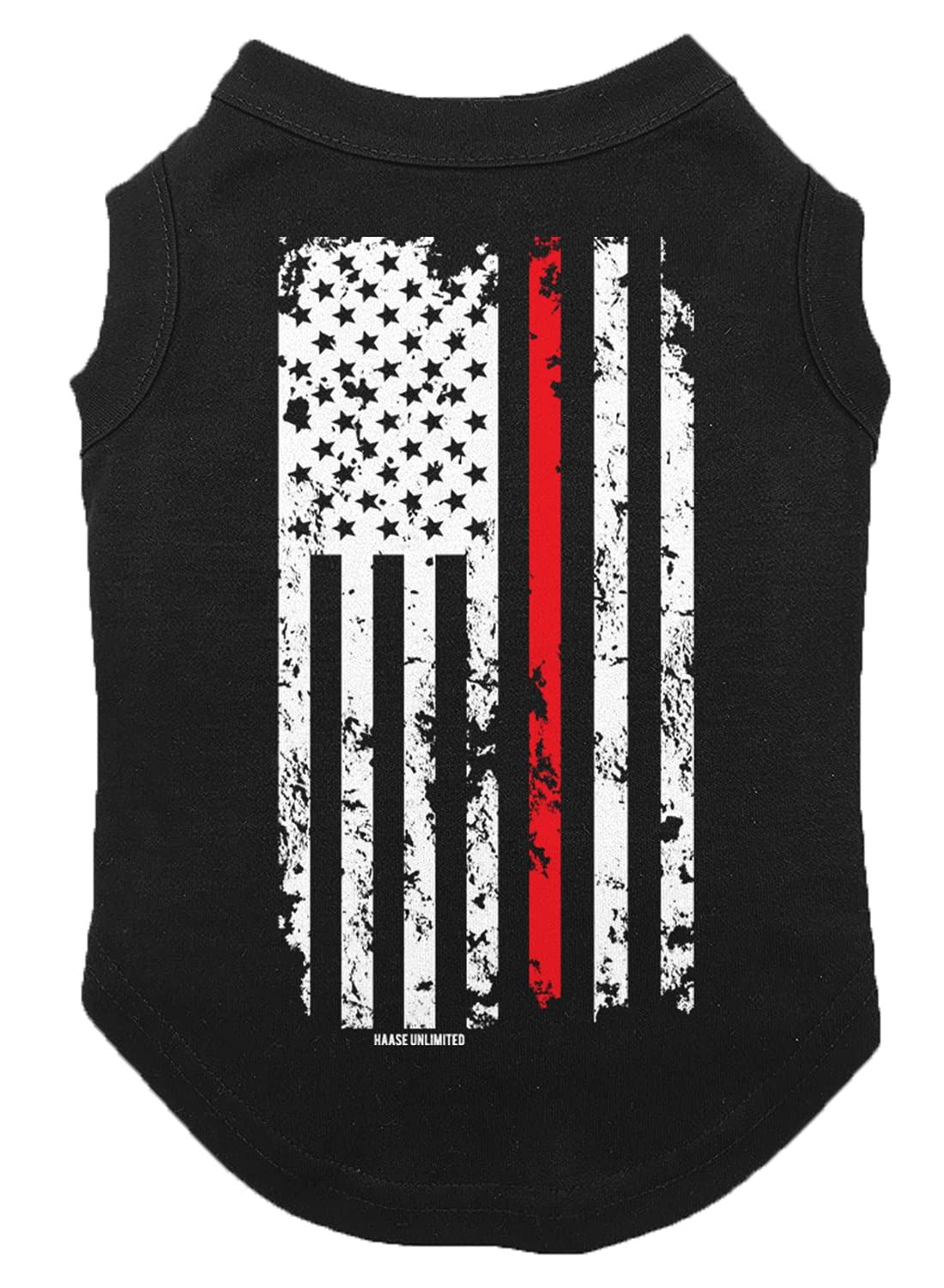 Red Line Flag - Usa American Dog Shirt (Black, 2X-Large)