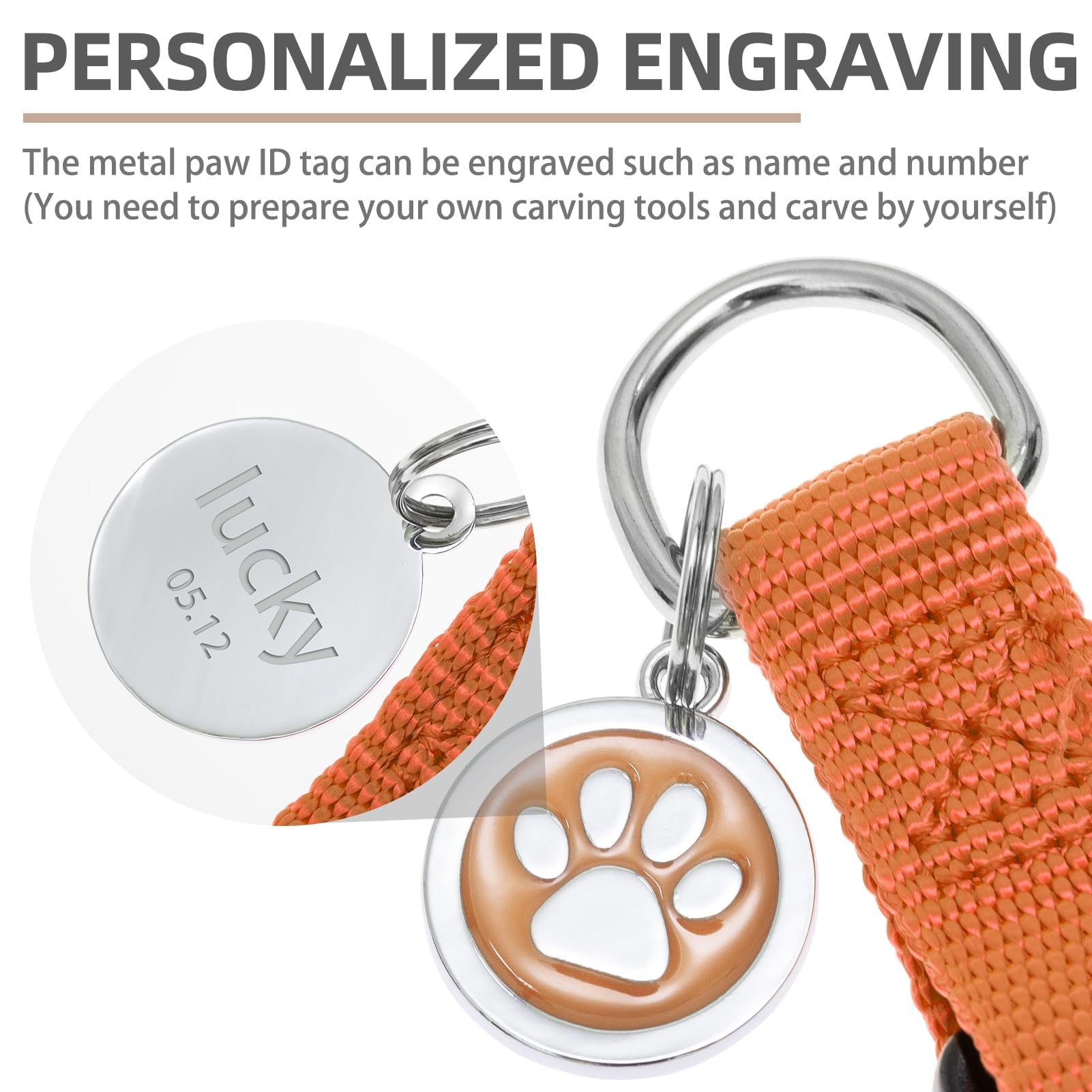 Pupteck No Pull Dog Harness Soft Adjustable Basic Nylon Step In Puppy Vest Outdoor Walking With Id Tag Medium Orange