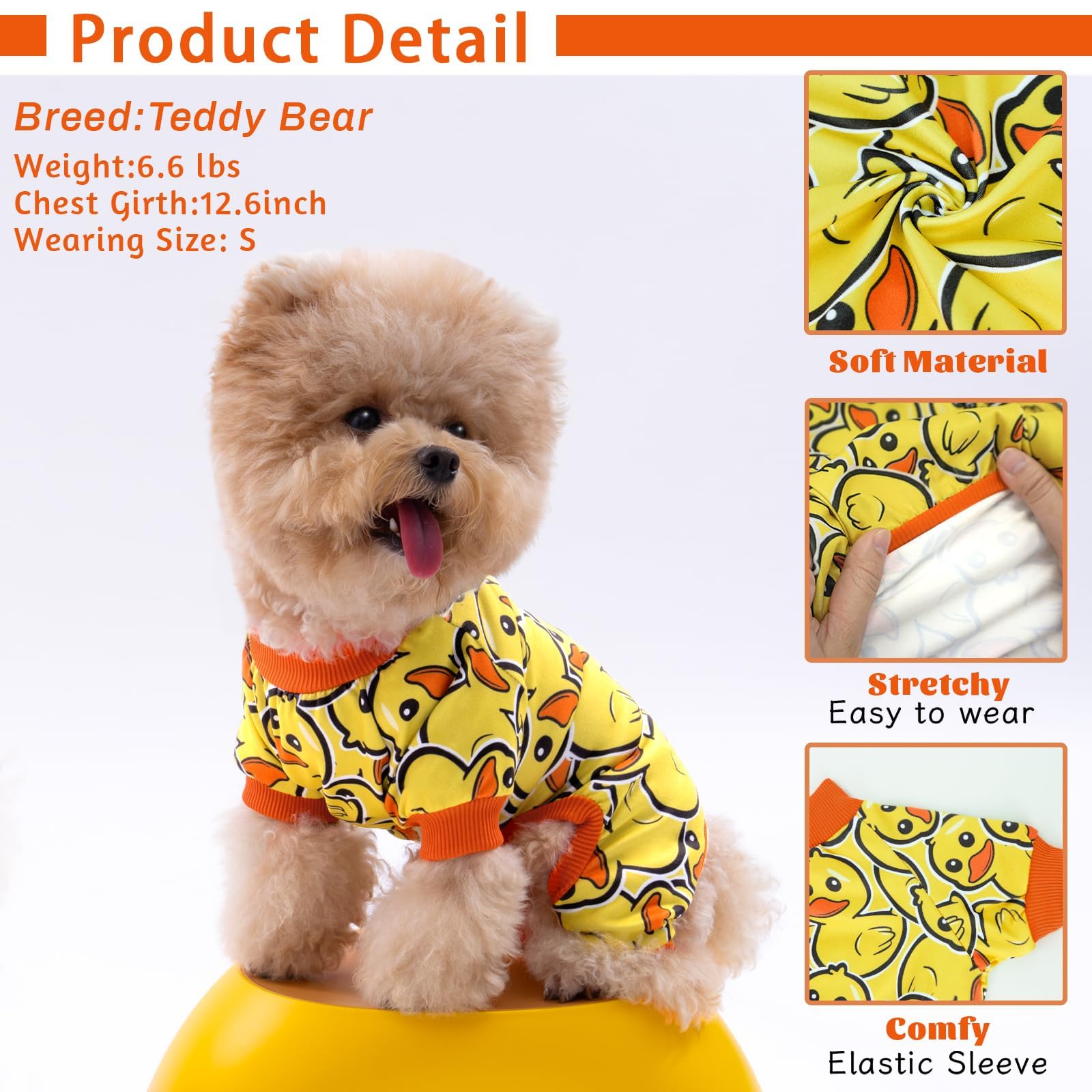 Xpudac 4 Pack Dog Pajamas Soft Strechy Duck Pink Print Puppy Clothes For Small Medium Dogs Girl Boy Cat Apparel-X-Small