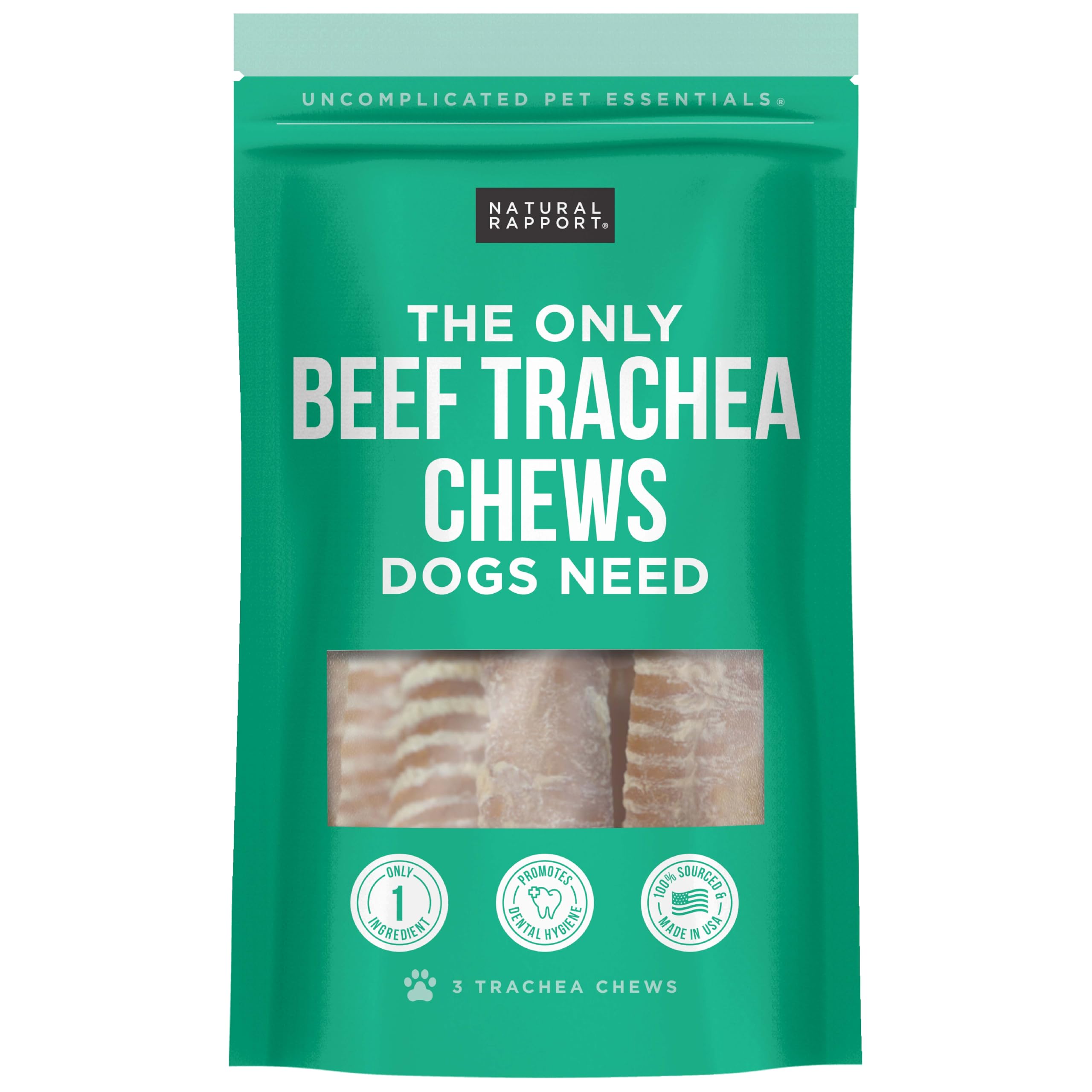 Natural Rapport Beef Trachea Dog Treats - The Only Beef Trachea Chews Dogs Need - All Natural Dog Treats for Small and Large Dog