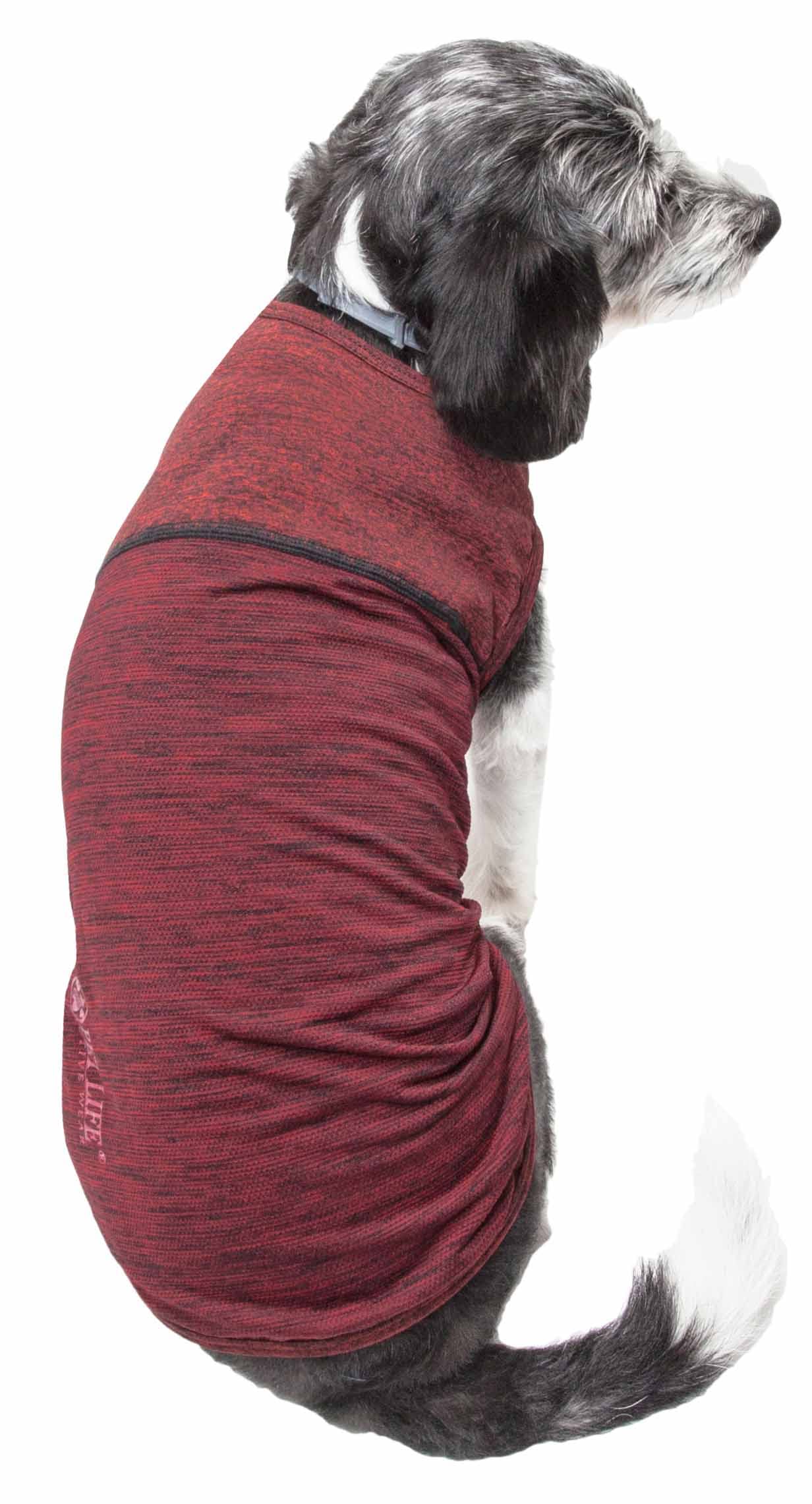 Pet Life Active 'Aero-Pawlse' Heathered Quick-Dry And 4-Way Stretch-Performance Dog Tank Top T-Shirt(D0102H7Lt3A.)