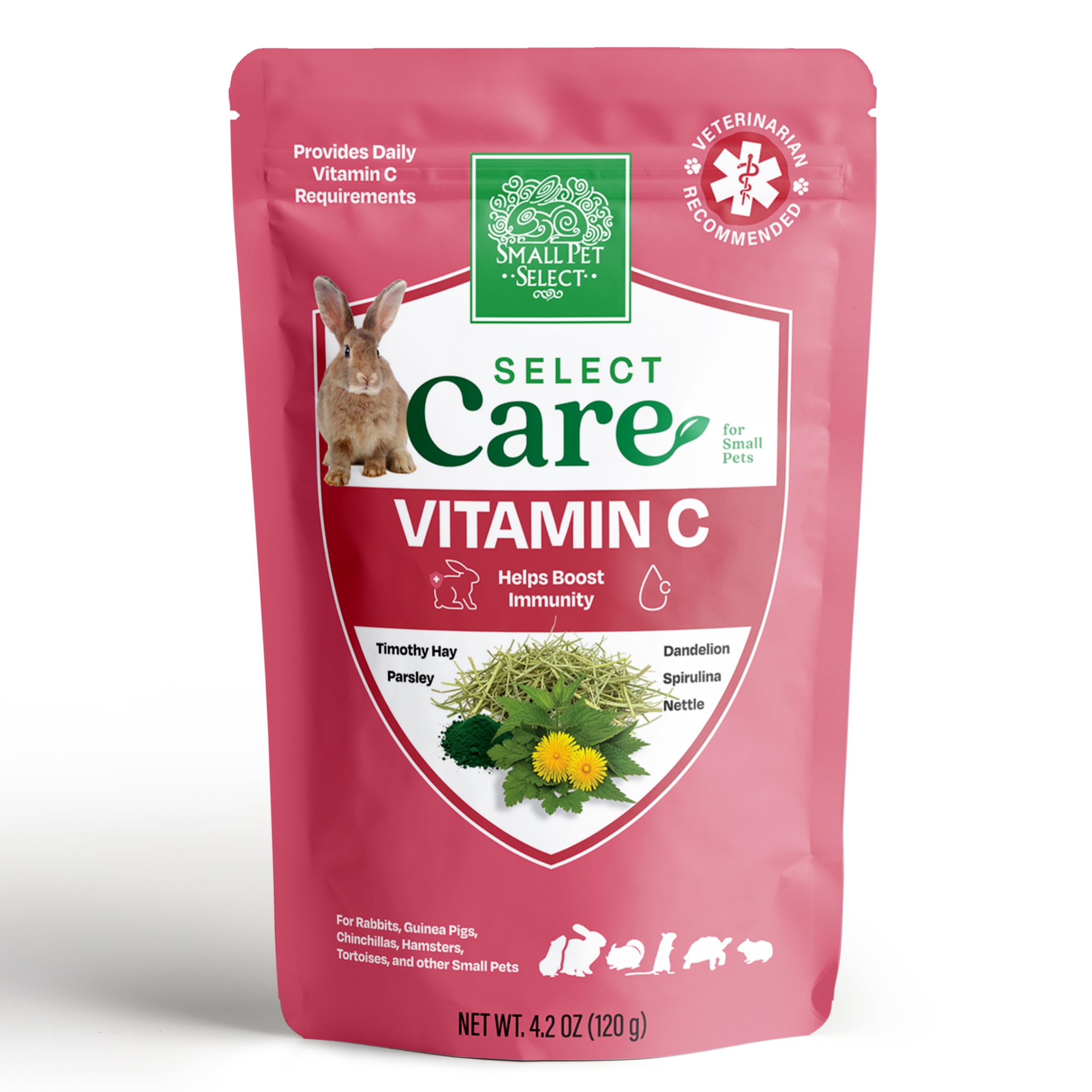 Small Pet Select - Select Care Vitamin C Support Supplement, Natural High Fiber Timothy Hay Based Treats for Rabbits, Guinea Pig