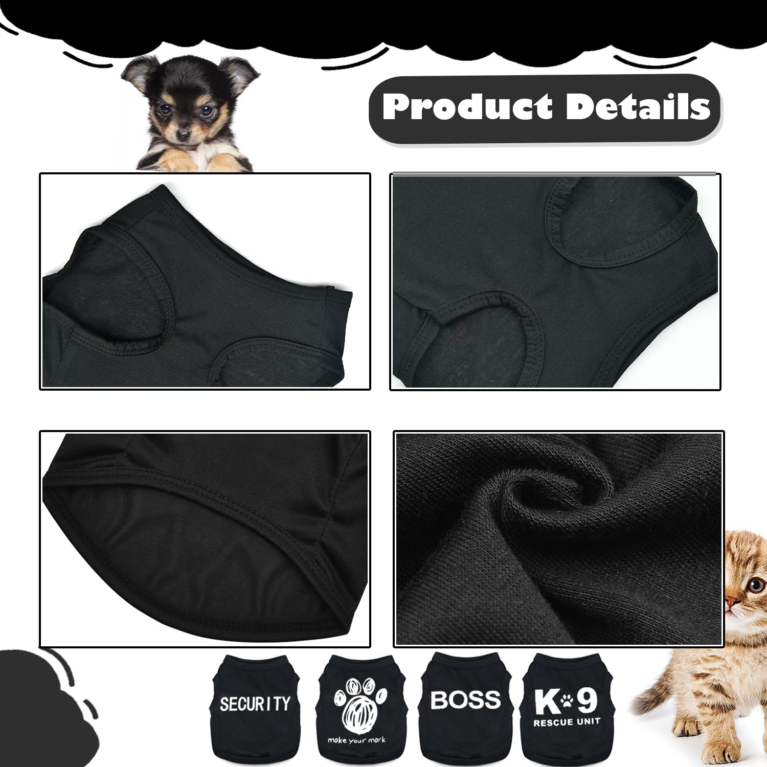 4 Pieces Pet Clothes Dog Shirts For Small Dogs Boy Male Clothes Funny Pattern Breathable Lightweight Soft Cool Puppy Shirt Cat A