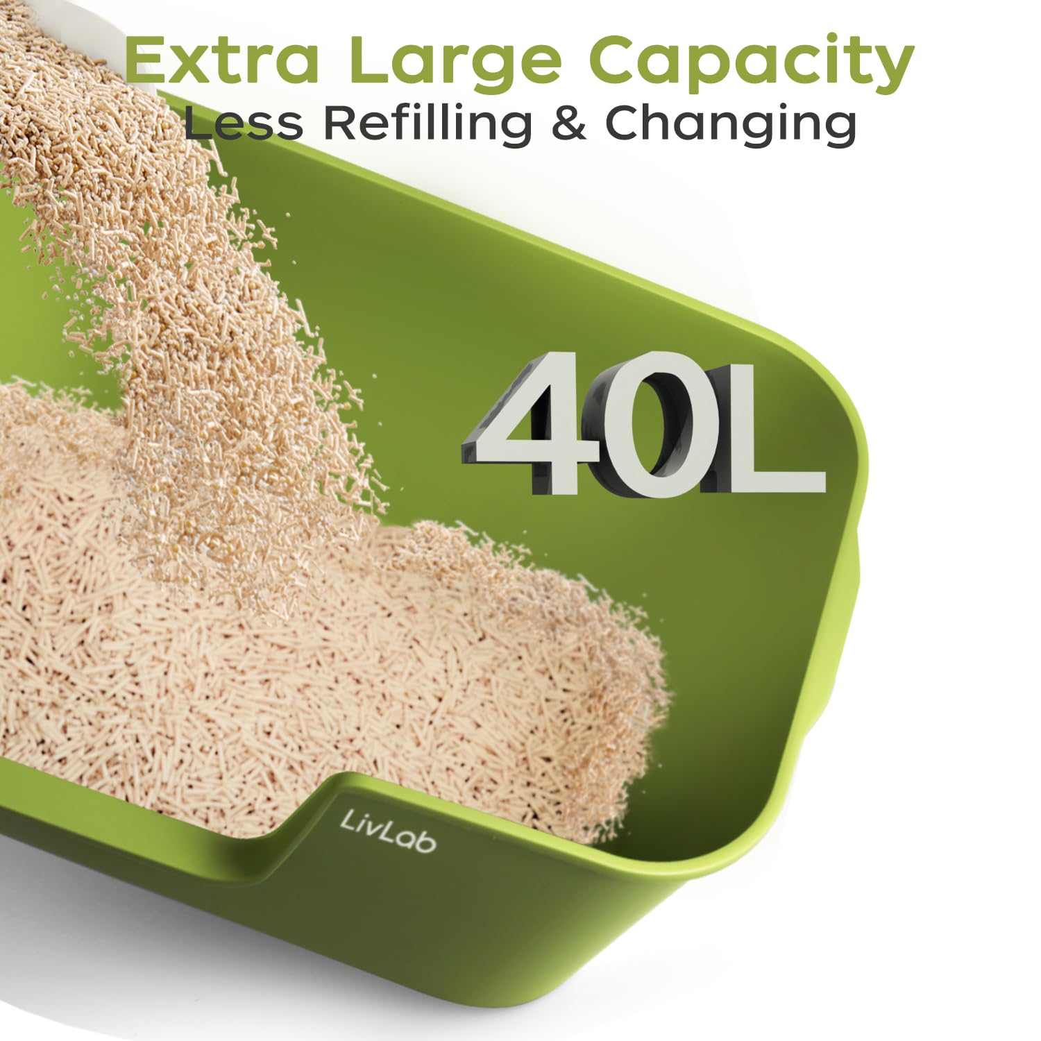 Livlab Mker Extra Large Cat Litter Box - 25' Lx16 Wx13 H Open Top High Sided Pan, Xl For Big Cats, High Wall Jumbo Litter Box,
