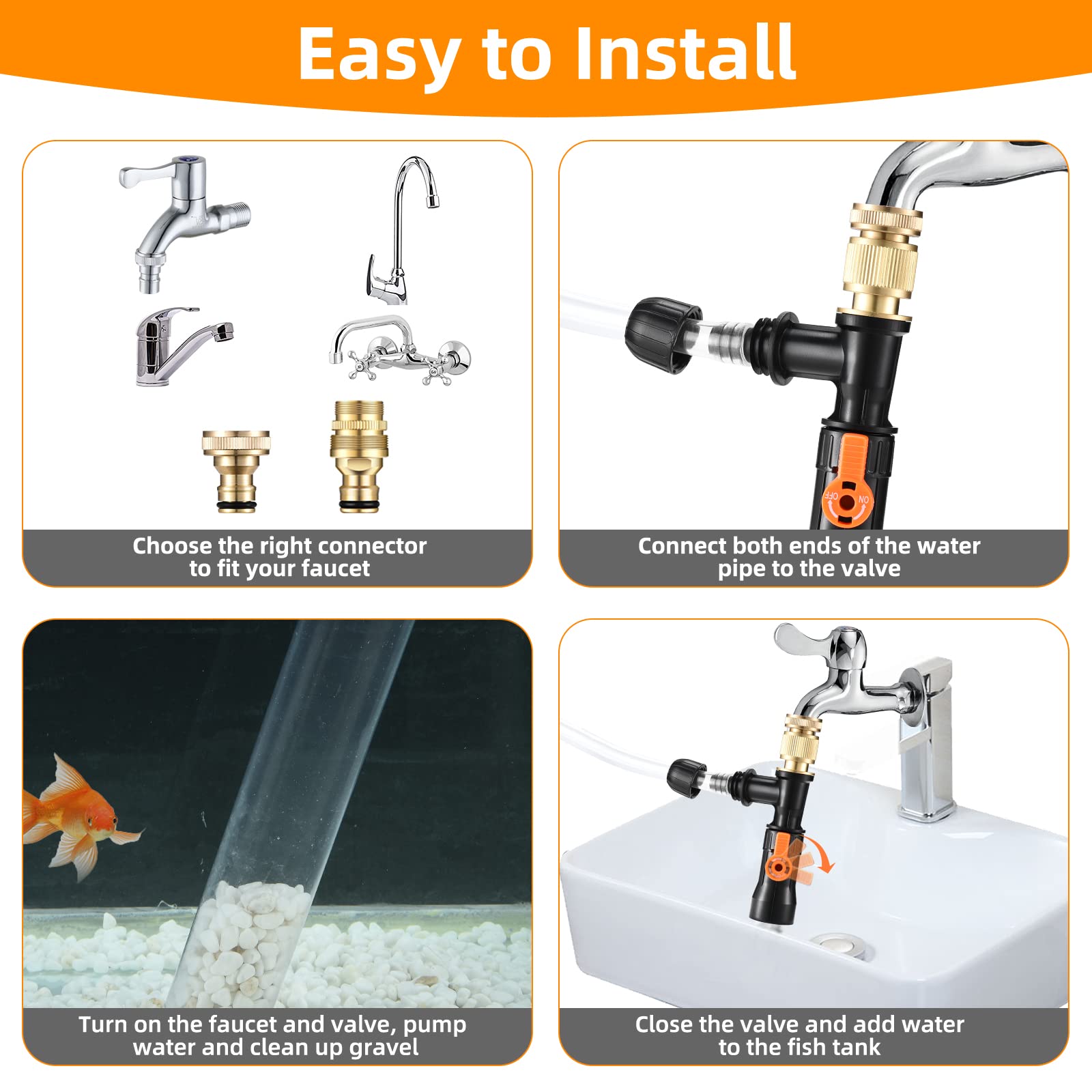 Enomol Gravel Vacuum For Aquarium Water Changer Fish Tank Cleaning Tools,Siphon Universal Quick Pump Aquarium Water Changing (30