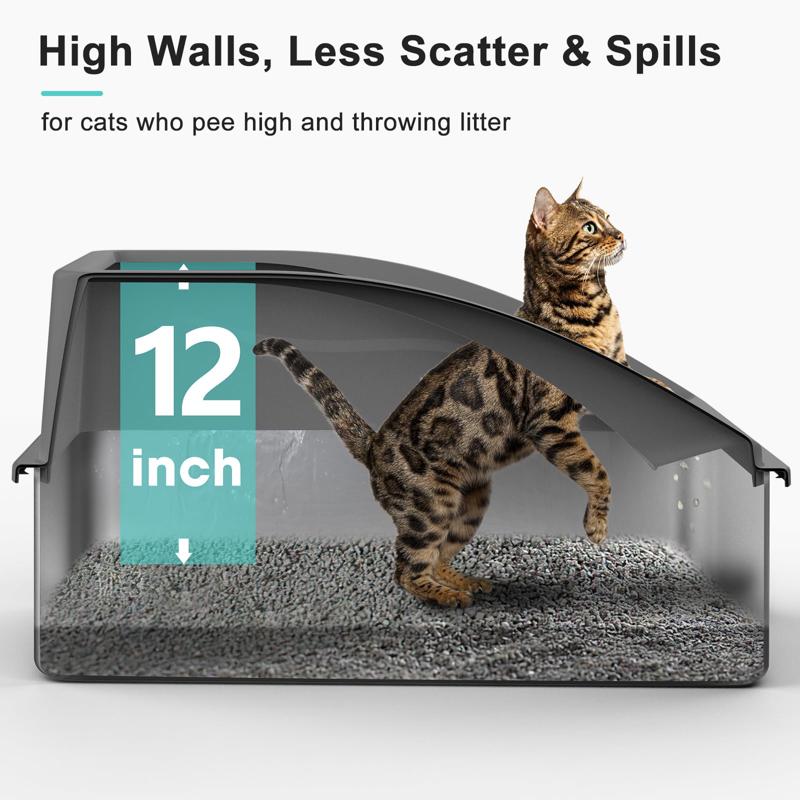 AIPERRO XL Stainless Steel Enclosed Cat Litter Box - Anti-Urine Leakage, Non-Stick Bottom, Dark Gray