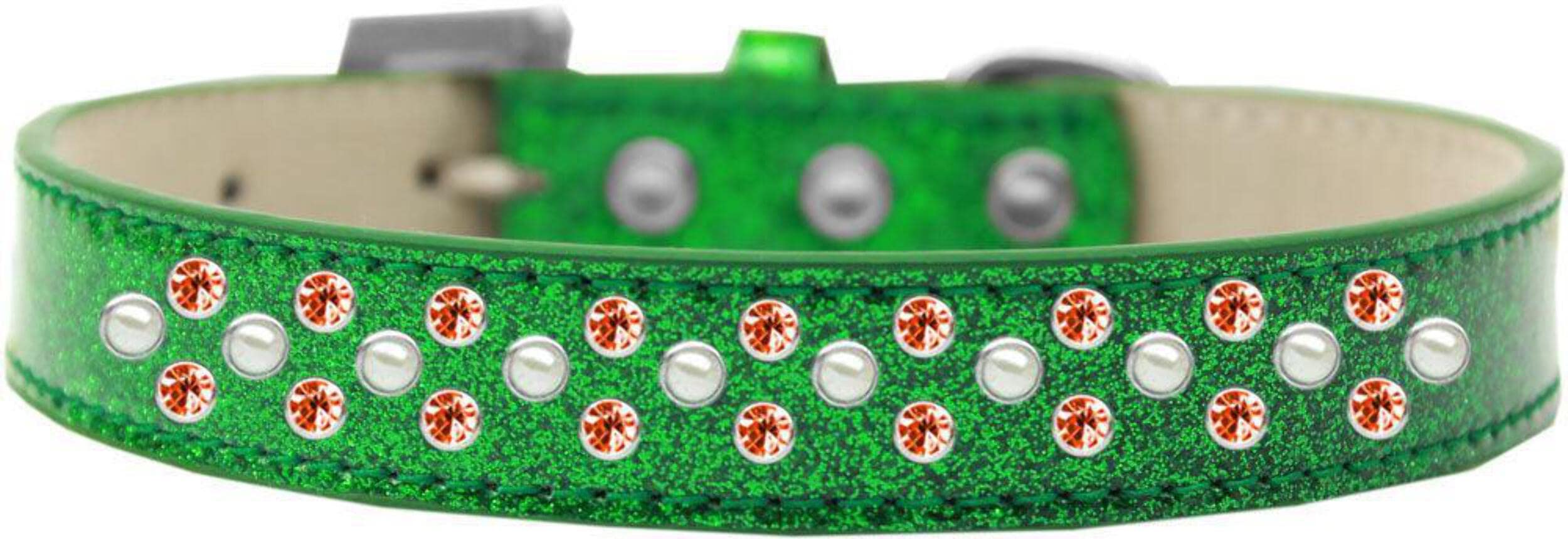 Mirage Pet Products Sprinkles Ice Cream Dog Collar with Pearl and Orange Crystals, Size 16, Black