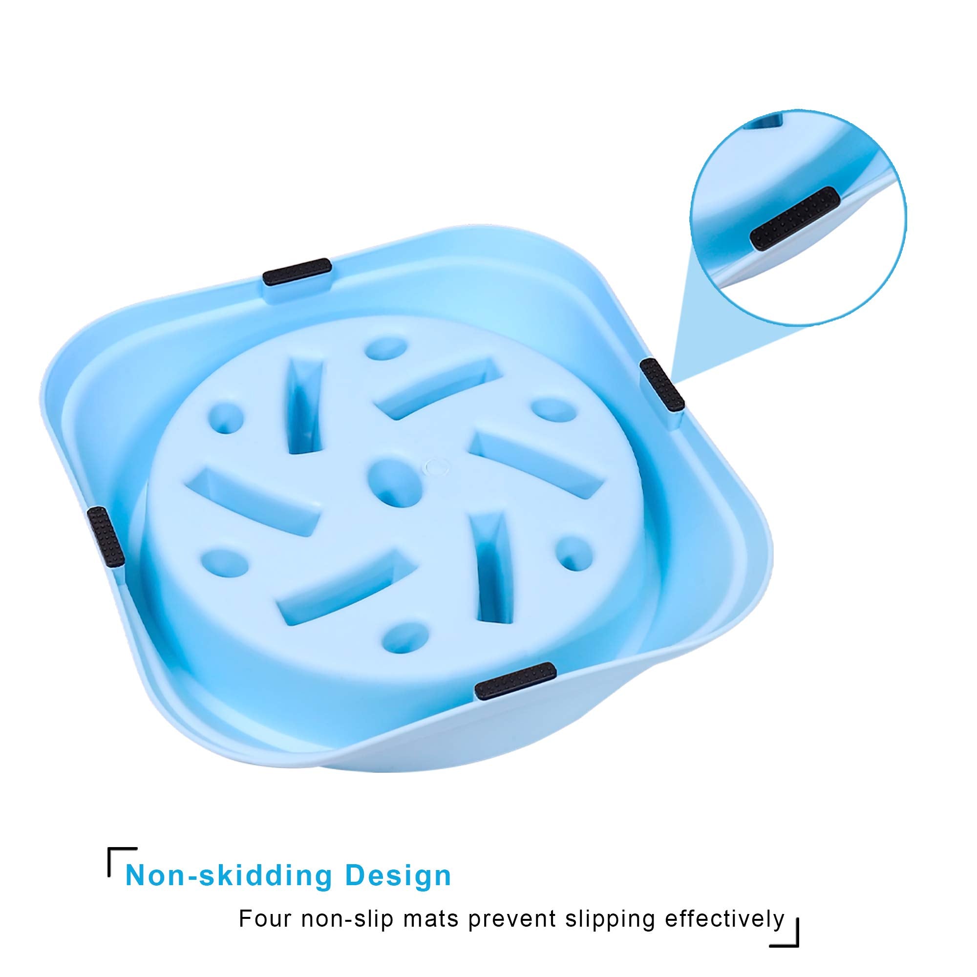 UPSKY Slow Feeder Dog Bowl - Anti-Slip Puzzle for Small/Medium Dogs (15-50 lbs) - Blue, Plastic, Model 012