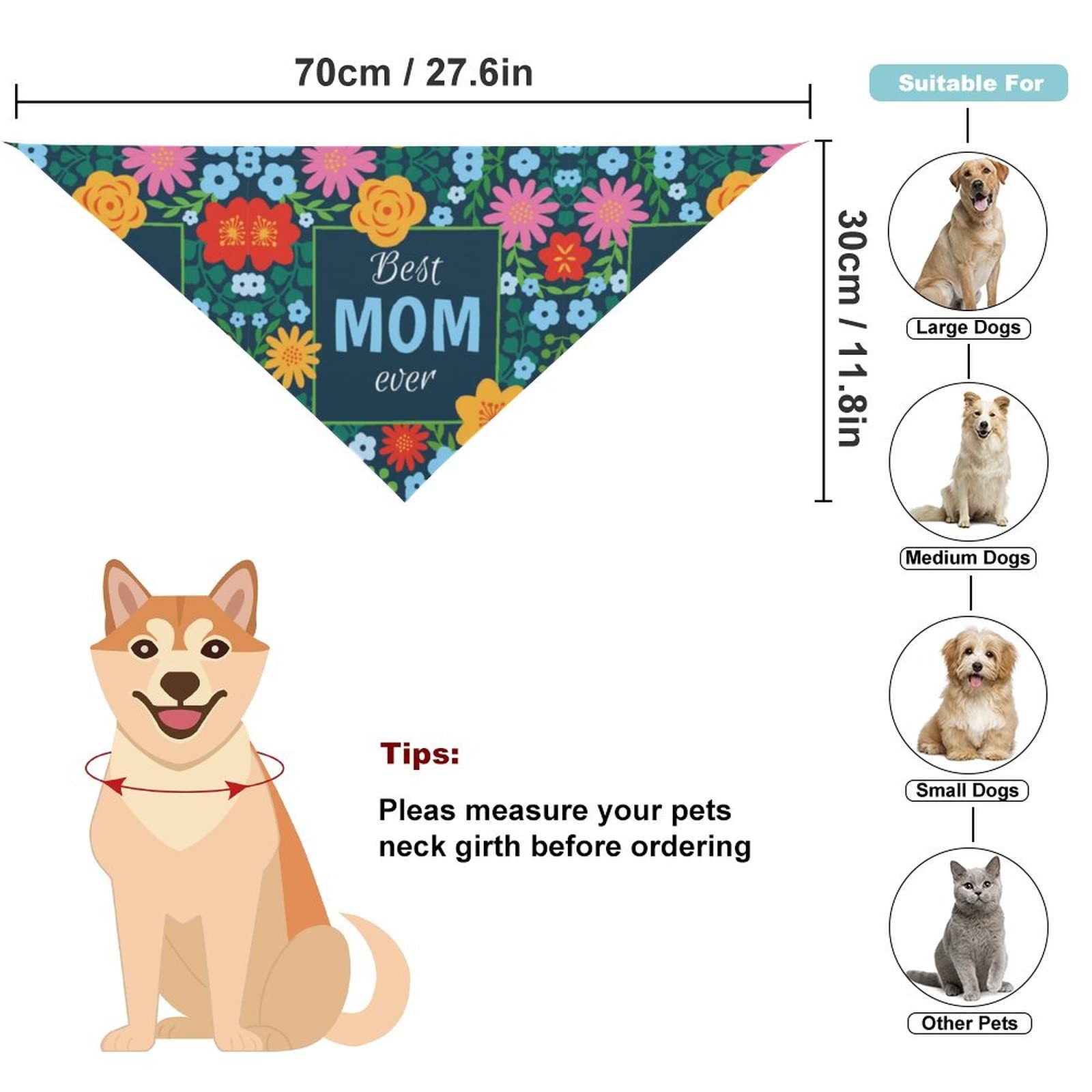 Happy Mother'S Day 2023 Dog Bandanas Pets Kerchief Reversible Triangle Bibs Scarf Outfits Accessories For Small To Large Dogs Ca