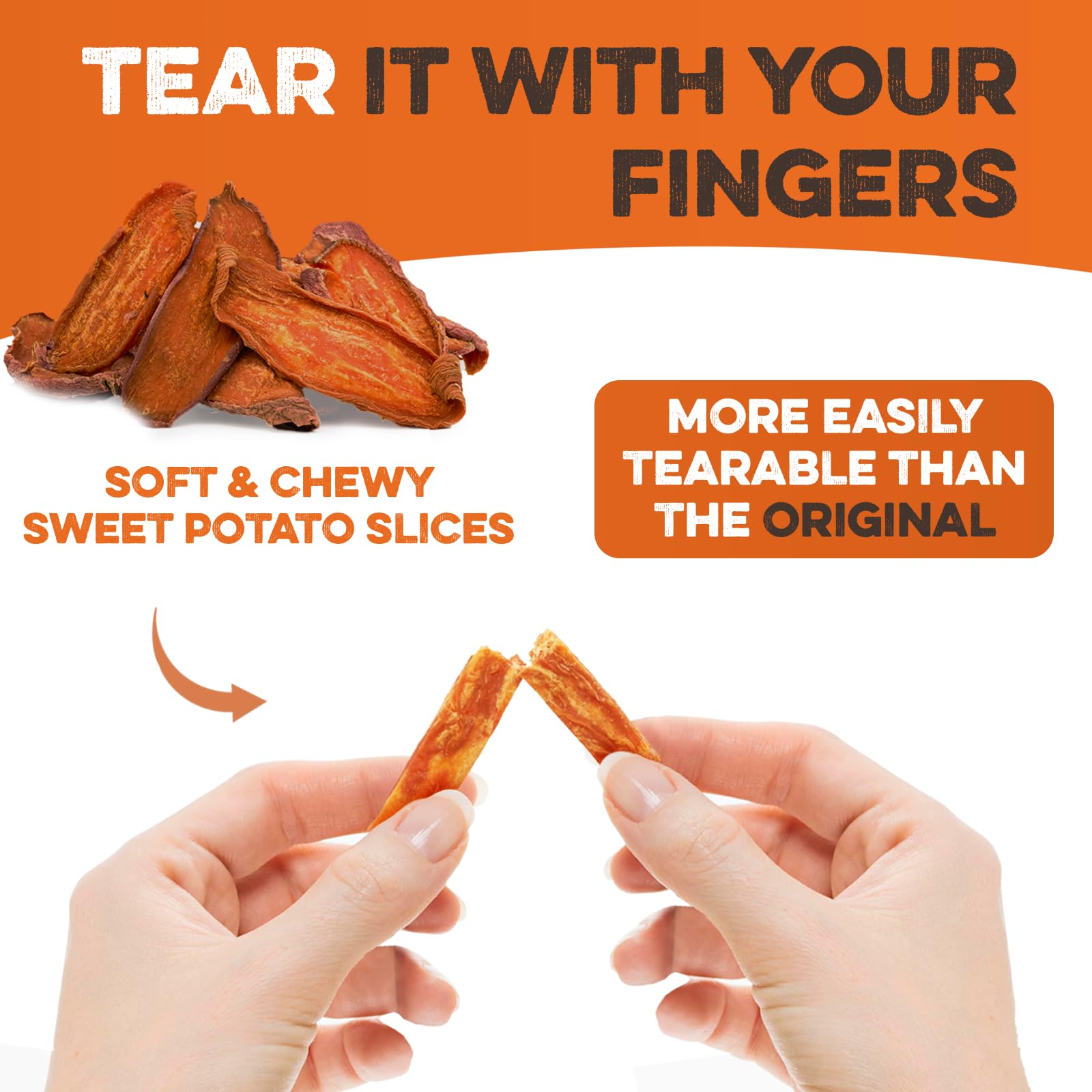 Sweet Potato Slices For Dogs - Soft & Chewy - Single Ingredient Dog Treats, Healthy 100% Natural Sweet Potato Dog Treats With No