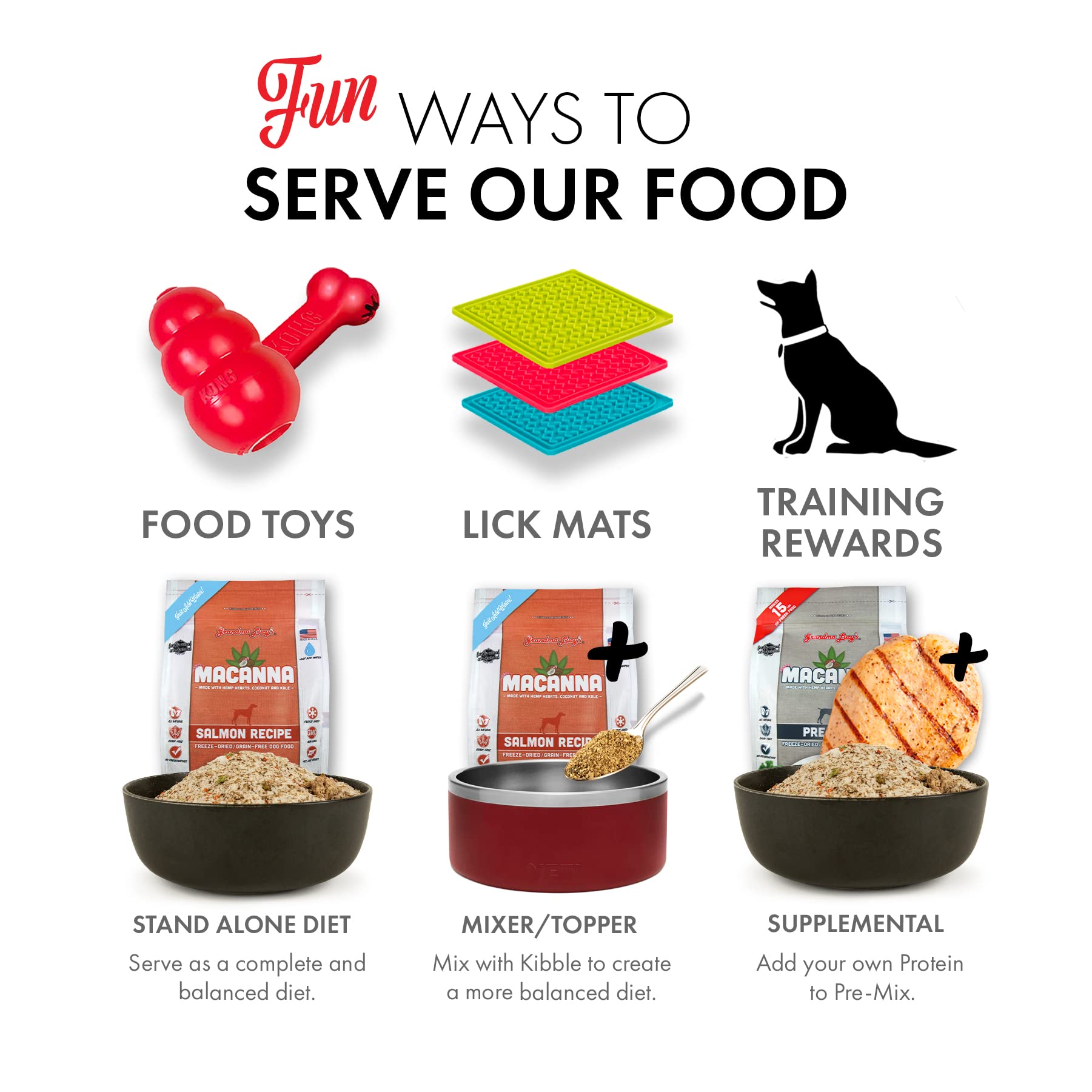 Grandma Lucy's Macanna Grain-Free Freeze-Dried Dog Food, Salmon Recipe, 3Lb Bag