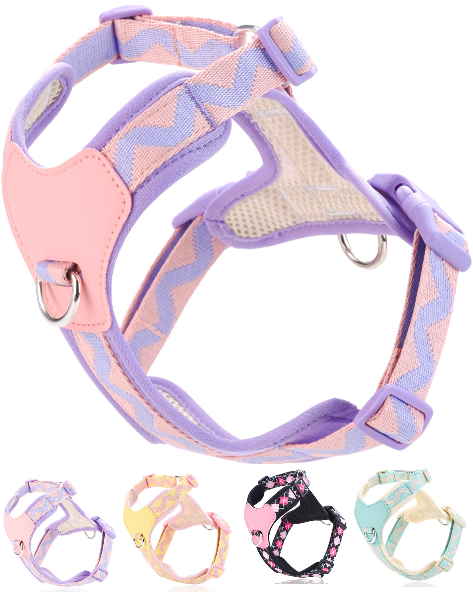 Petank Purple No Pull Dog Harness With 2 Leash Clips, Easy Walk Harness For Medium Dogs
