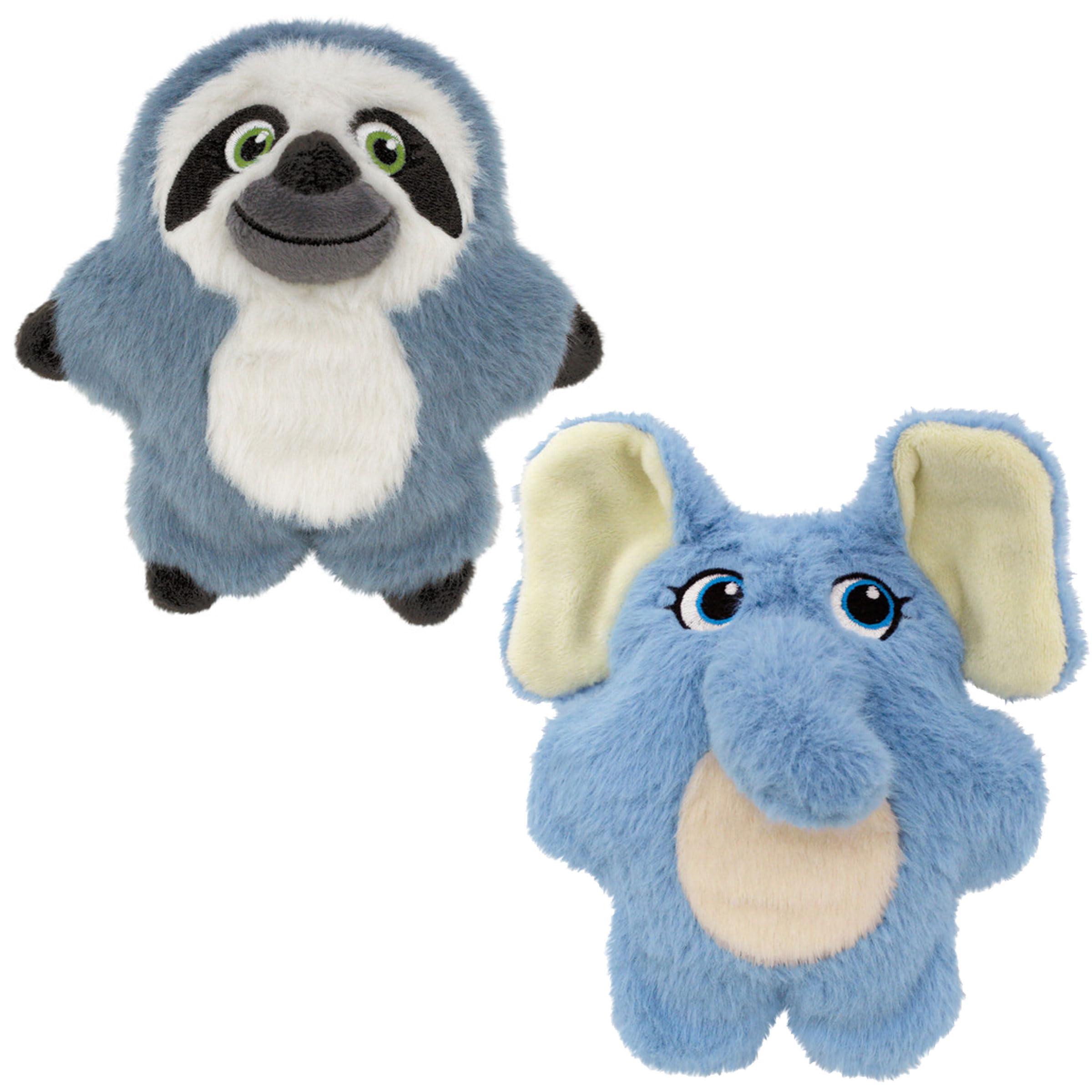 Kong Snuzzles Dog Toy, Plush Squeaker, Crinkle Sounds, Soft Durable Indoor Play (Sloth/Elephant Combo, Small)