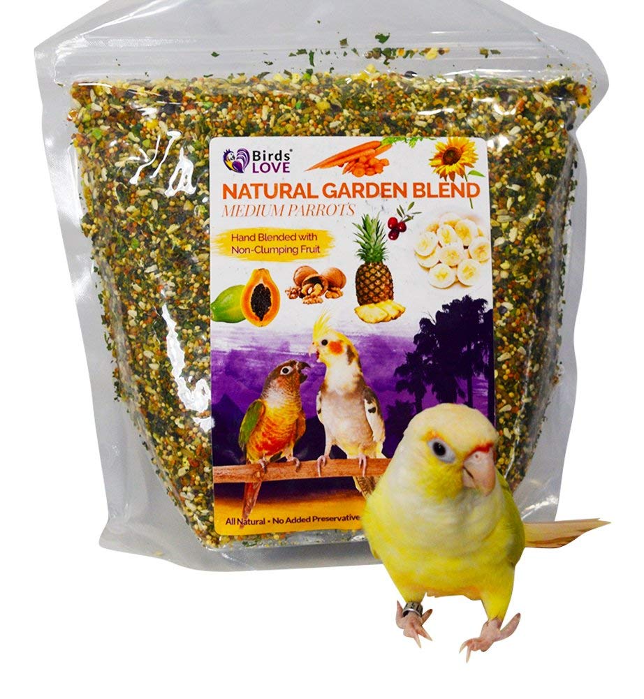 Birds LOVE All Natural Garden Blend Bird Food for Medium Birds - Cockatiels, Green Cheek Conures, Ringneck Parakeets and Small Q