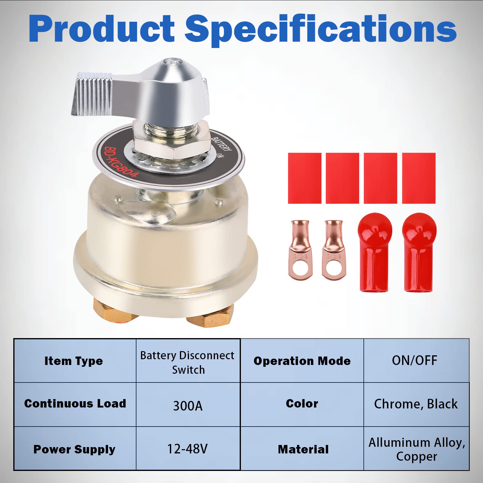 FEITON 300A High Current Battery Disconnect Switch, 12-48V On/Off Isolator for Car, RV, Truck, Boat, ATV - Power Cut Off Killer Switch