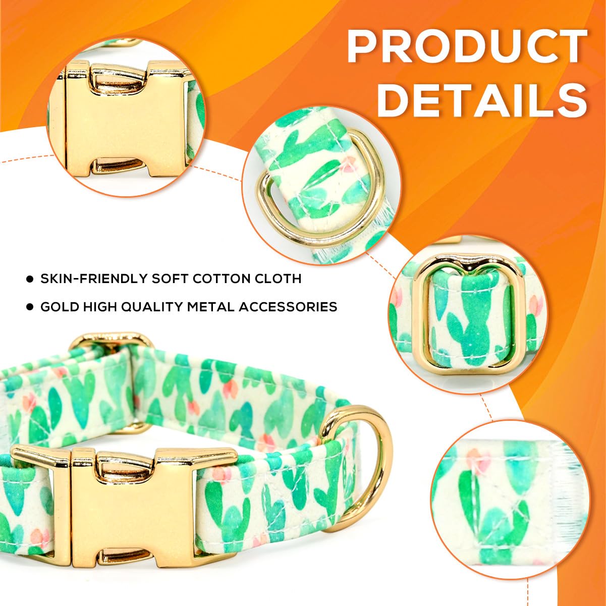 Cacti Cat/Dog Bowtie Collar, Green Summer Collar Accessory For Dogs, Gifts For Dogs Meeting For The First Time, Medium 12-20 Inc