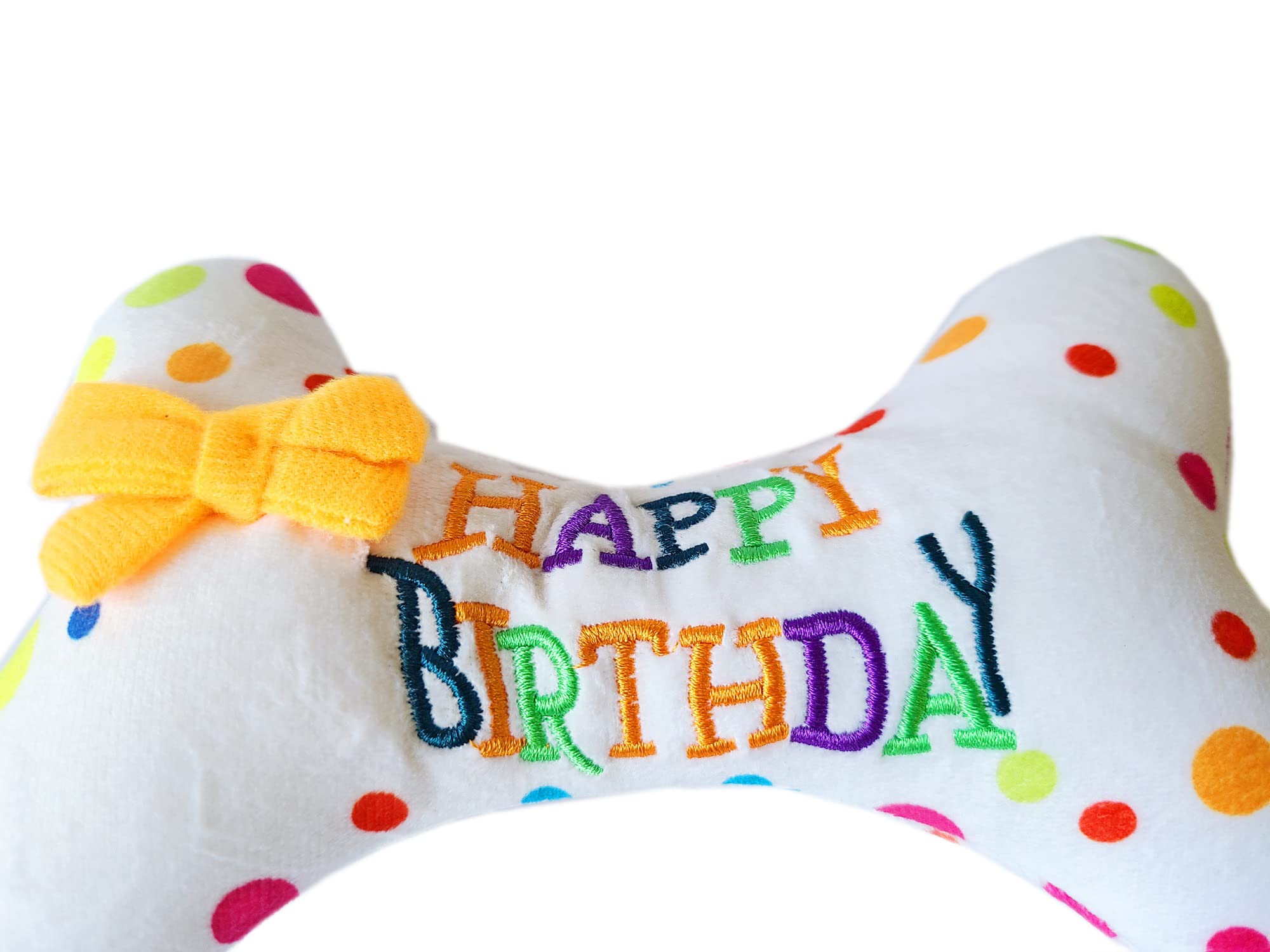 Tikson Dog Toy Stuffed Happy Birthday Plush Squeaking Pet Toy Chew For Puppies Bone