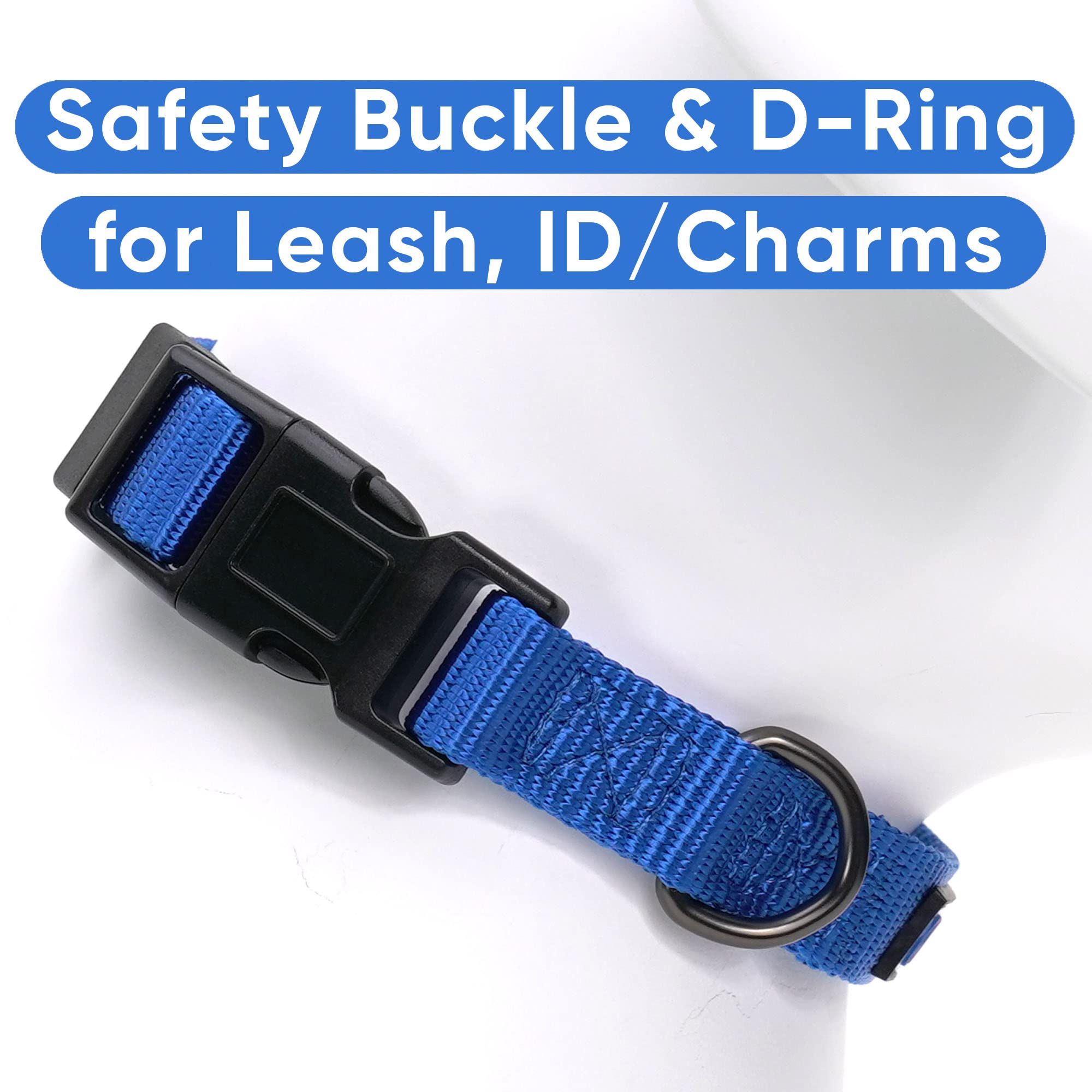 Pawtitas Dog Collar For Large Dogs Adjustable Dog Collar Heavy Duty Waterproof Collars For Dogs With Quick-Release Buckle - Blue
