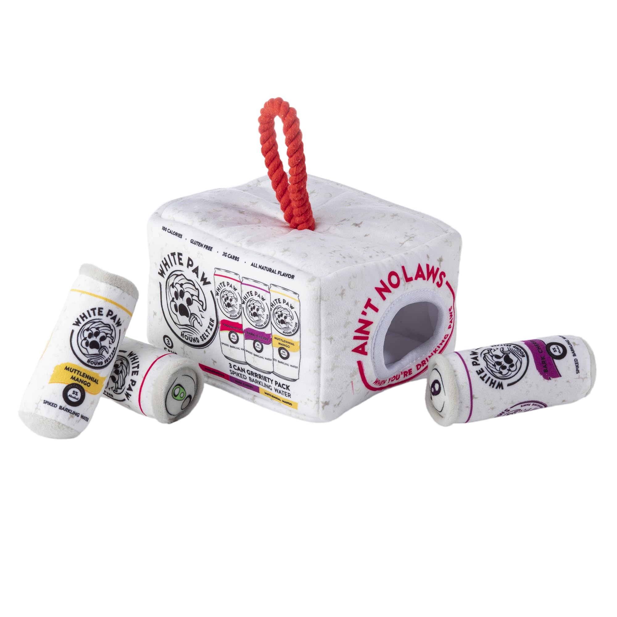 Haute Diggity Dog White Paw Grrriety Pack Activity House, Plush Designer Dog Toys With Interactive Squeaker, Stimulating Pet Enr