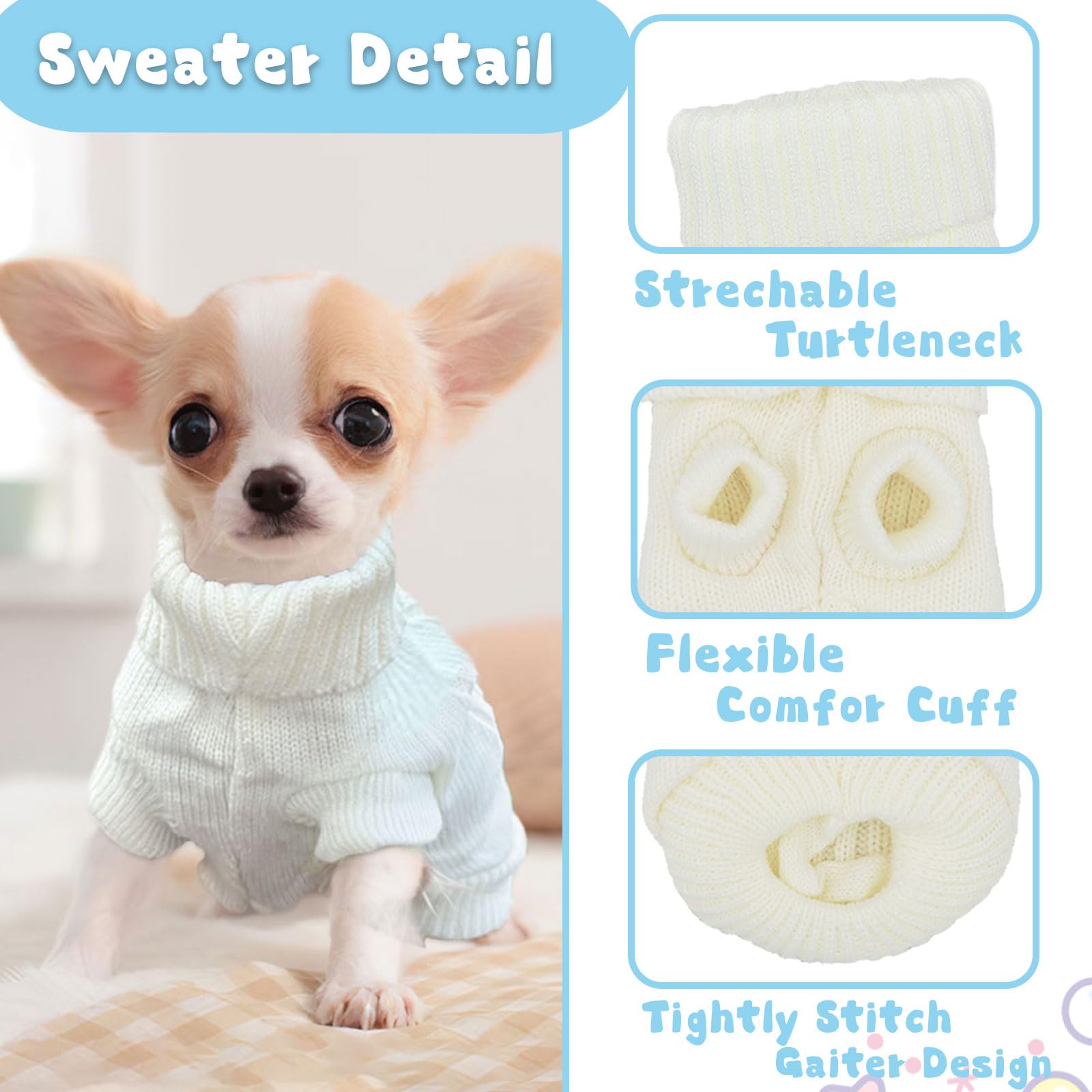 Cute Chihuahua Sweater - Warm Knitted Xxs Dog Clothes For Small Dogs, Girls - Fall & Winter