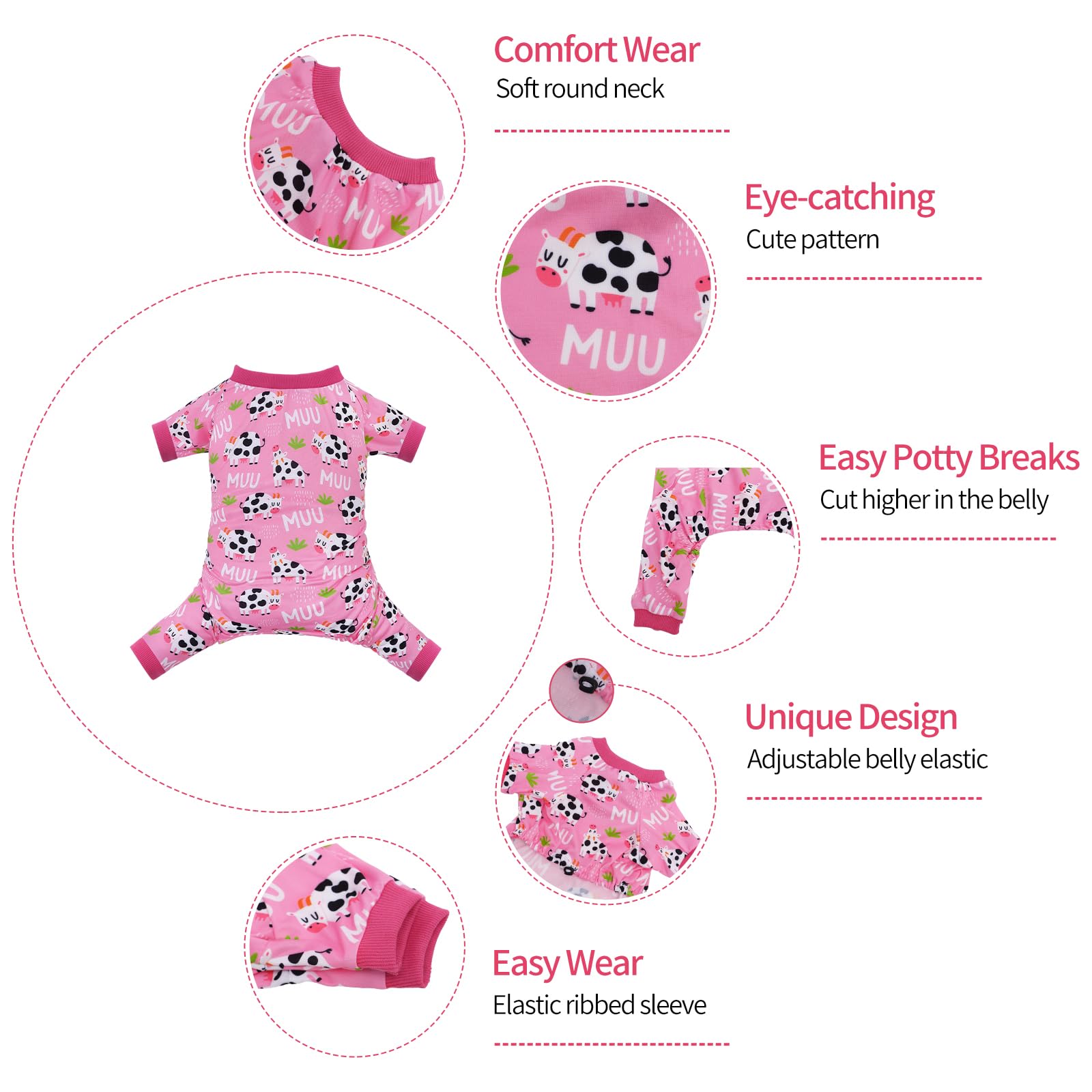 Cutebone Small Dog Pajamas Shirt Stretchy Summer Puppy Pjs Soft Cat Onesies Pet Clothes For Daily Wear Da31M