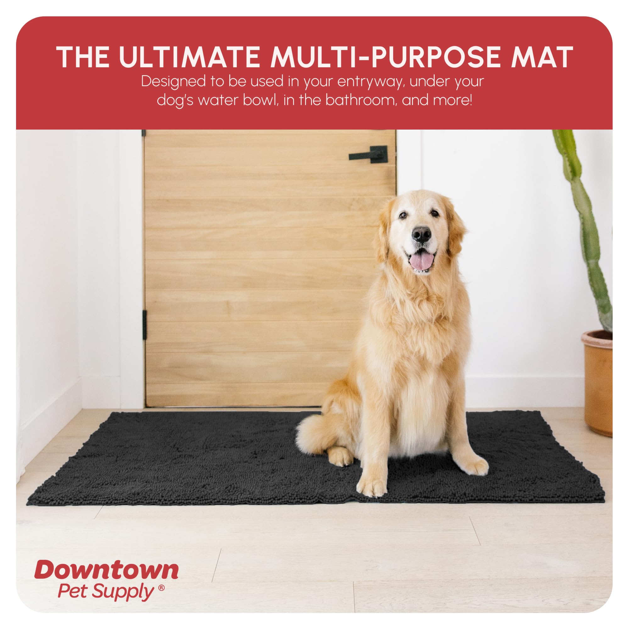 My Doggy Place Microfiber Dog Mat for Muddy Paws, 60 x 36 Charcoal - Non-Slip, Absorbent and Quick-Drying Dog Paw Cleaning Mat,