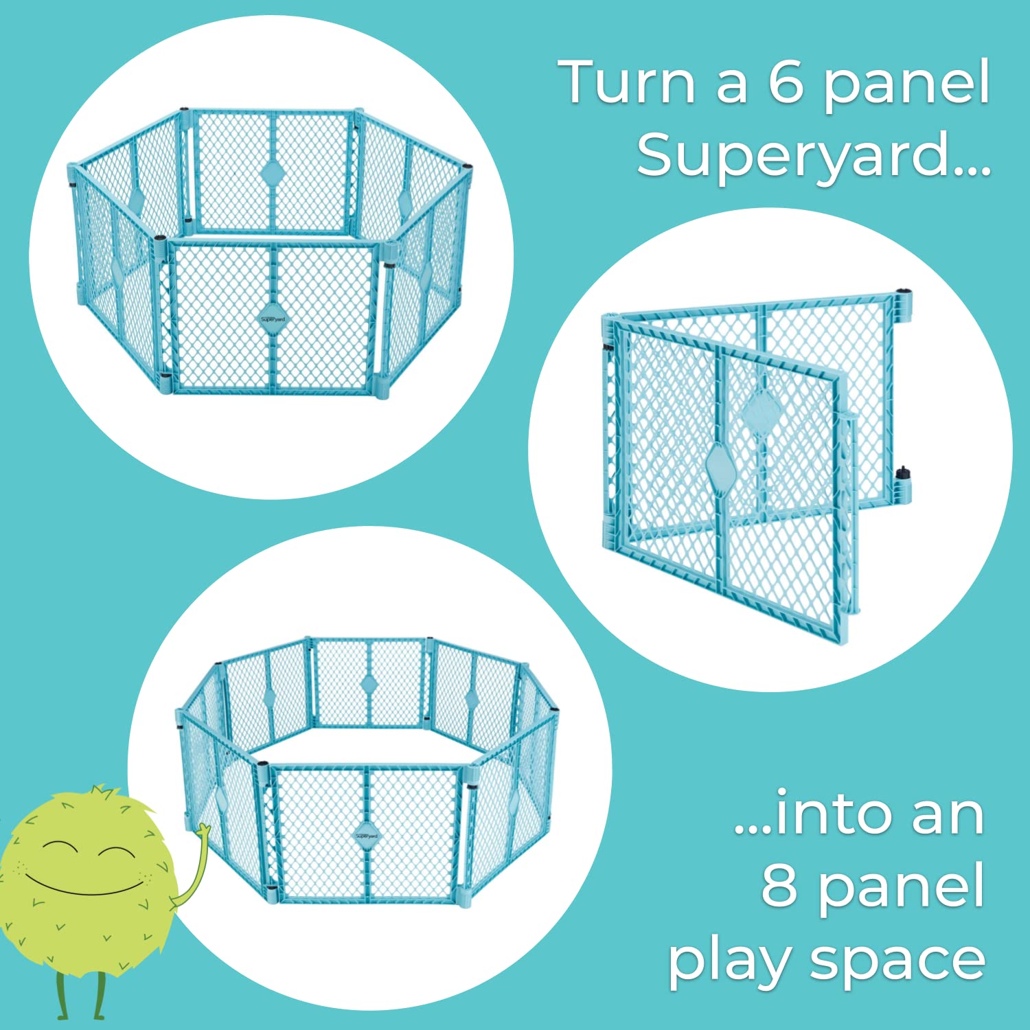 Toddleroo By North States Superyard Aqua 2 Panel Extension: Increases Play Space Up To 34.4 Sq. Ft. (Adds 64', Aqua)