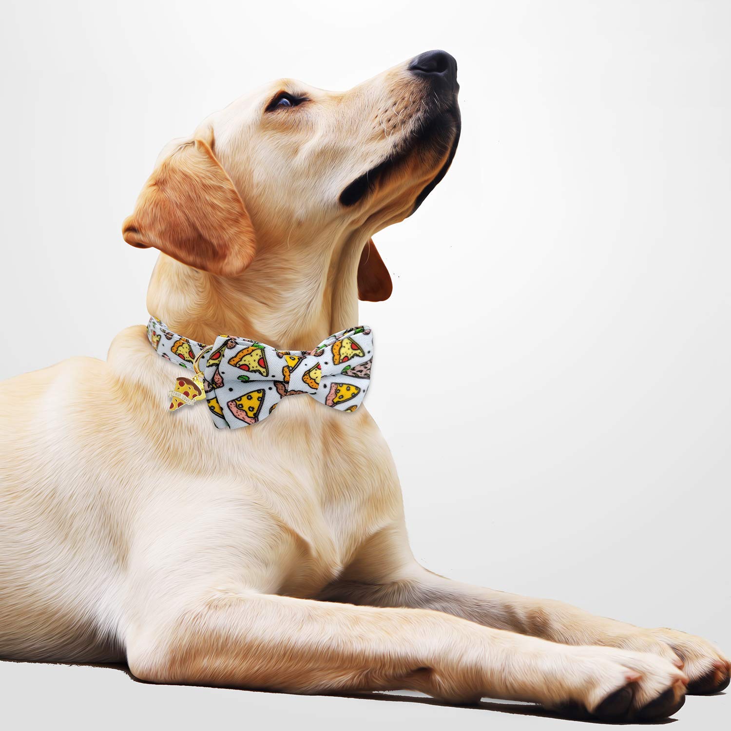 Kudes 2 Pack Print Dog Collars With Bow Tie, Adjustable Dog Collar With Bells And Charm Safety Buckle Cute Pet Collars For Small/Medium/Large Dogs And Cats Boys Girls