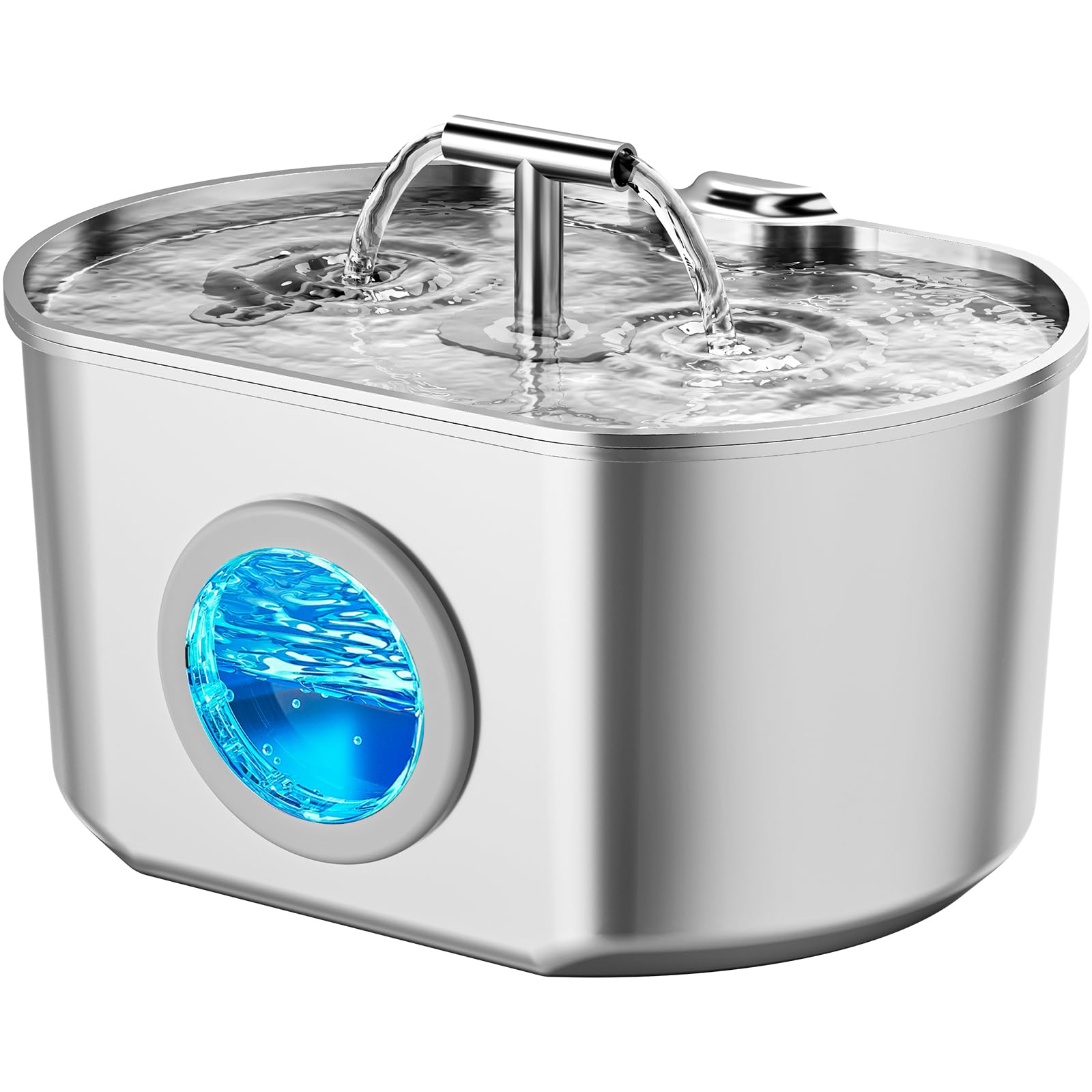 Cat Water Fountain Stainless Steel - Pet Drinking Fountain for Cats Indoor - 2.2L/74oz Automatic Water Dispenser with Watering L