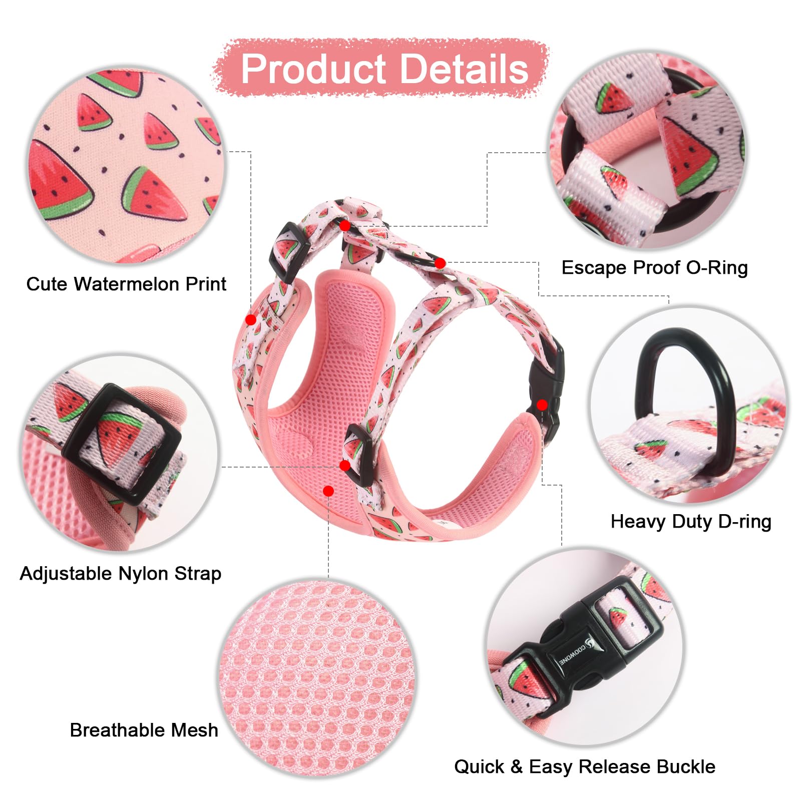 Coowone Dog Harness And Leash Set, Adjustable Puppy Harness And Soft Padded Dog Vest Harness For Small Medium Large Dogs