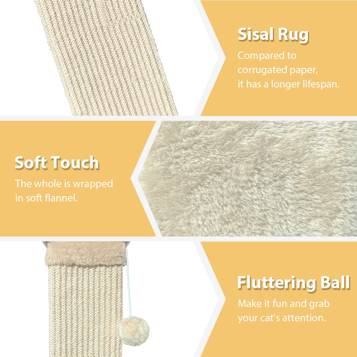 AGYM Cat Scratching Post - 32 Inch Beige Scratching Post for Large Cats with Natural Sisal, Model LM-1