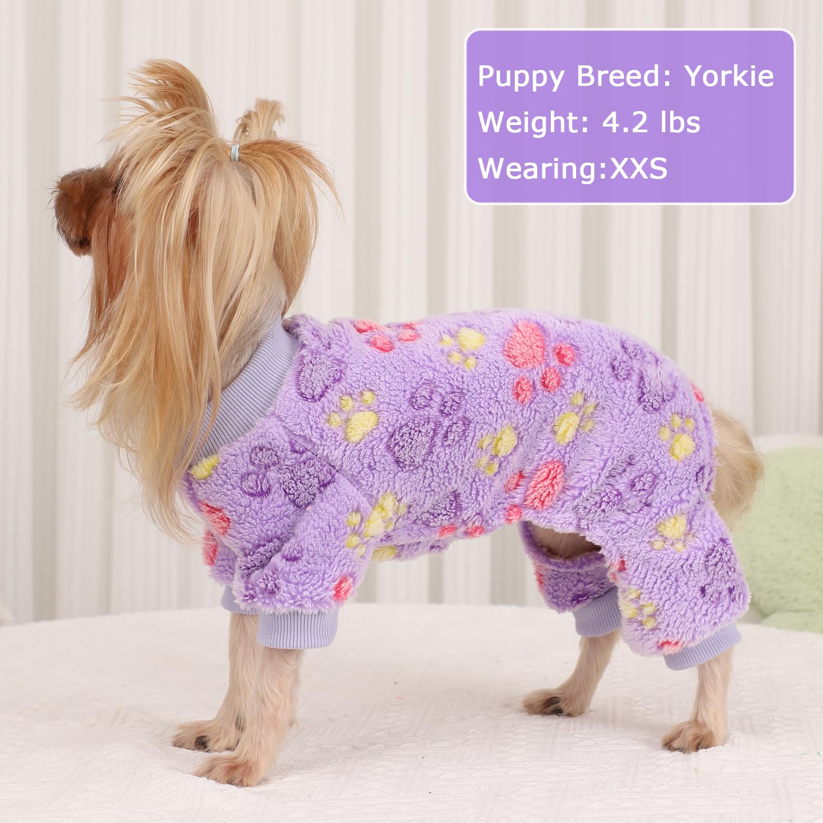 Kosiyi Dog Clothes For Small Dogs Fall Winter Fleece Dog Sweaters For Small Dogs Girl Boy, Lightweight Warm Paw Print Puppy Paja