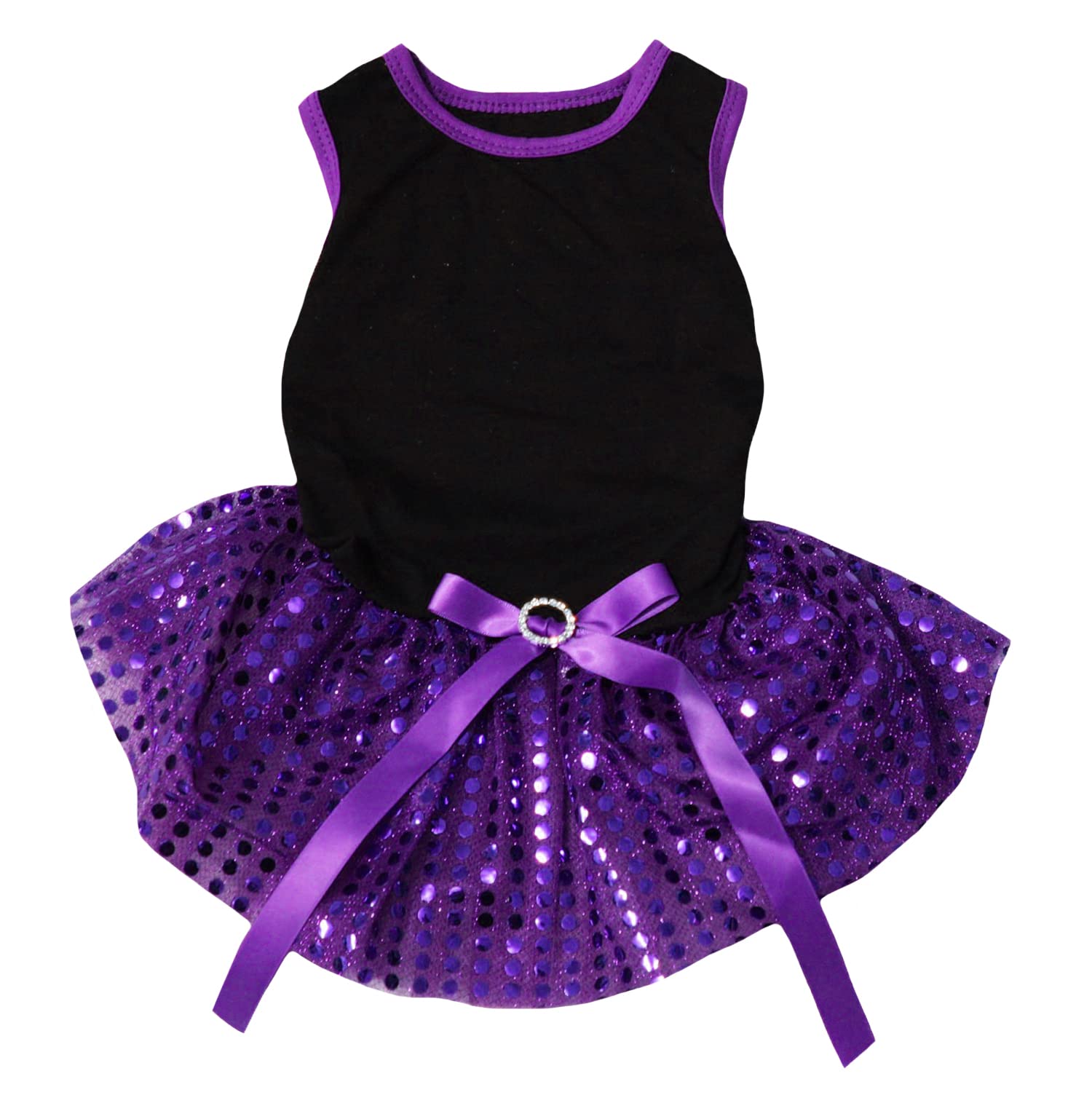 Petitebella Plain Sequins Tutu Puppy Dog Dress (Black/Purple, Xxx-Large)