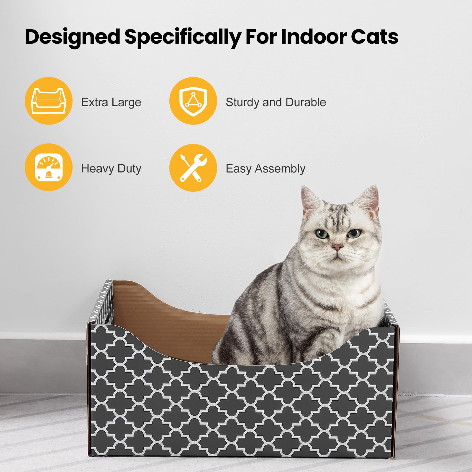 [Ultra-Large] Cardboard Cat Scratcher Box, Heavy Duty Cat Scratcher Bed With Double-Sided Scratch Pad, Sturdy And Refillable, Id