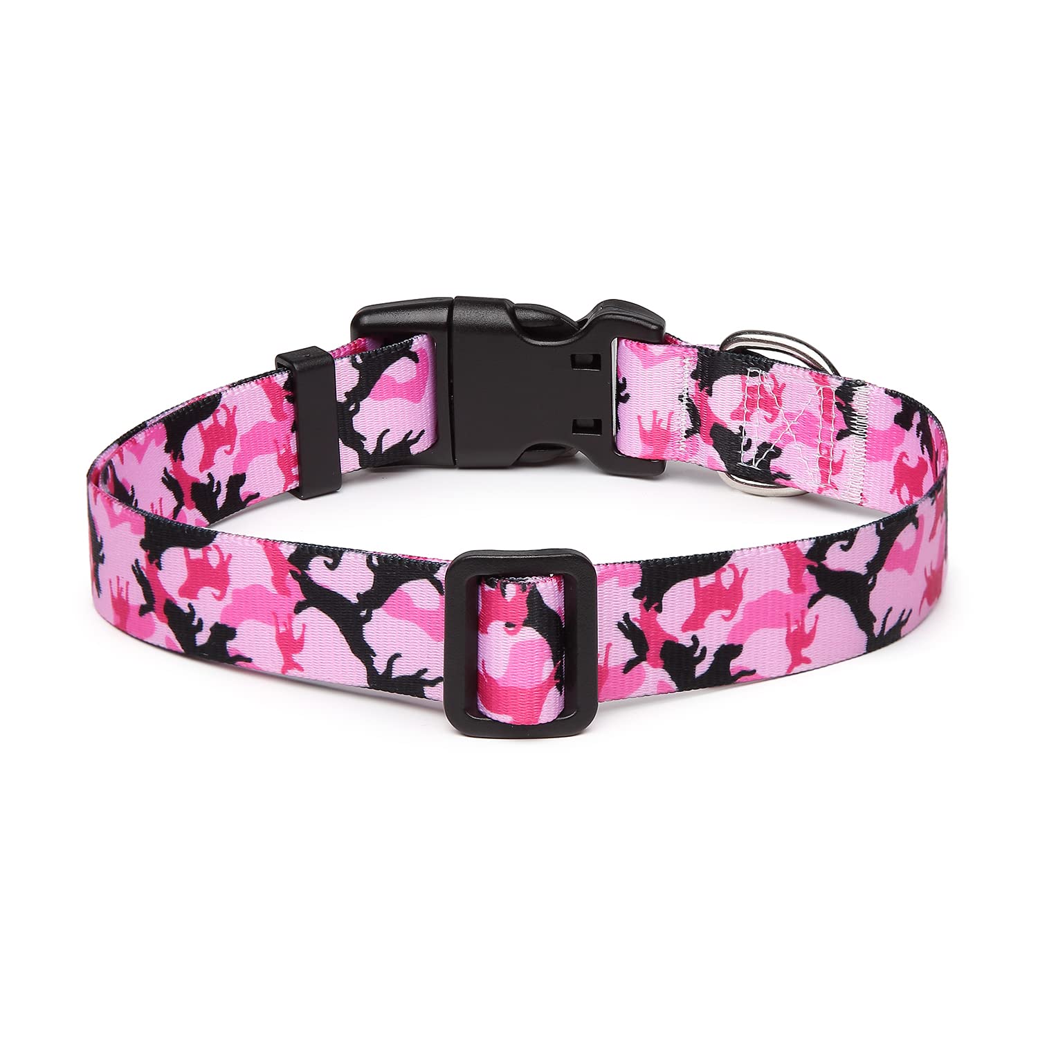 Mercano Adjustable Dog Collar - Special Design Patterns, Soft Nylon Comfortable Durable Pet Collar For Small Medium Large Dogs (M, Dog Camouflage Pink)