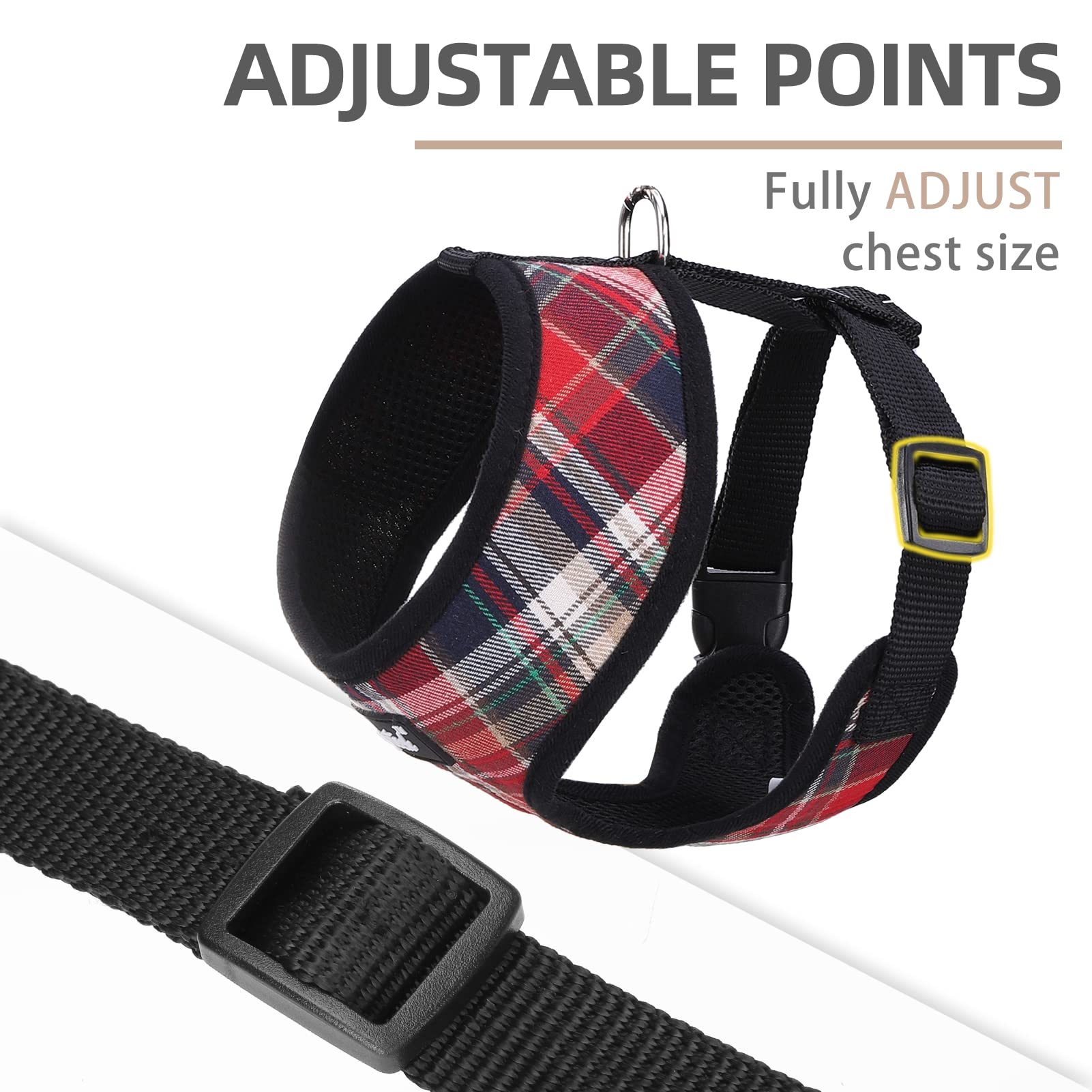 PUPTECK Soft Mesh Dog Harness, No Pull Padded Vest, Small, Red Mix, Model PUP22DHS07-S-Red
