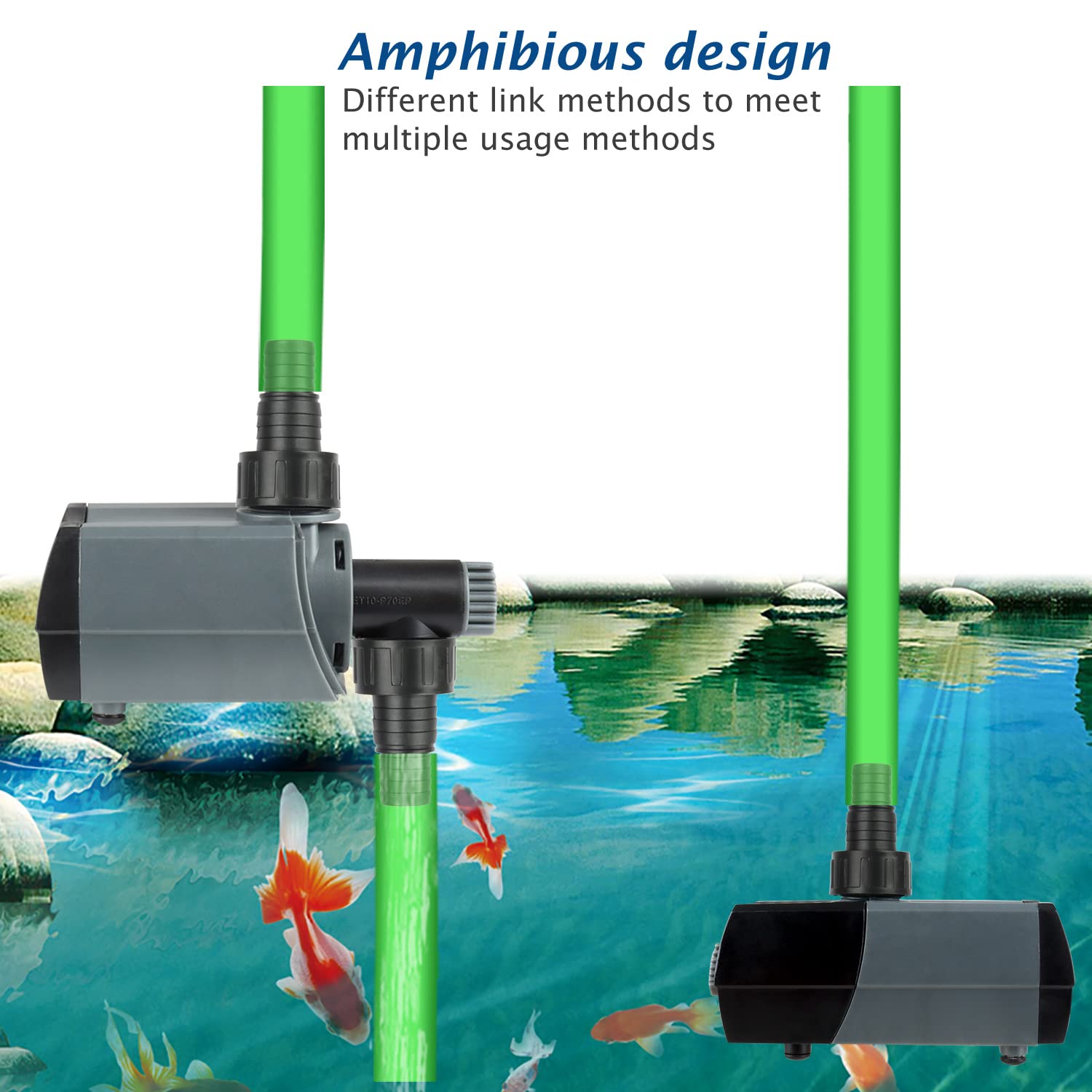 Waterrebirth (Hsup5000F) Submersible Water Pump With Fountain Jets - Pond Pump - Submersible Pump - Water Fountain Pump - Aquari