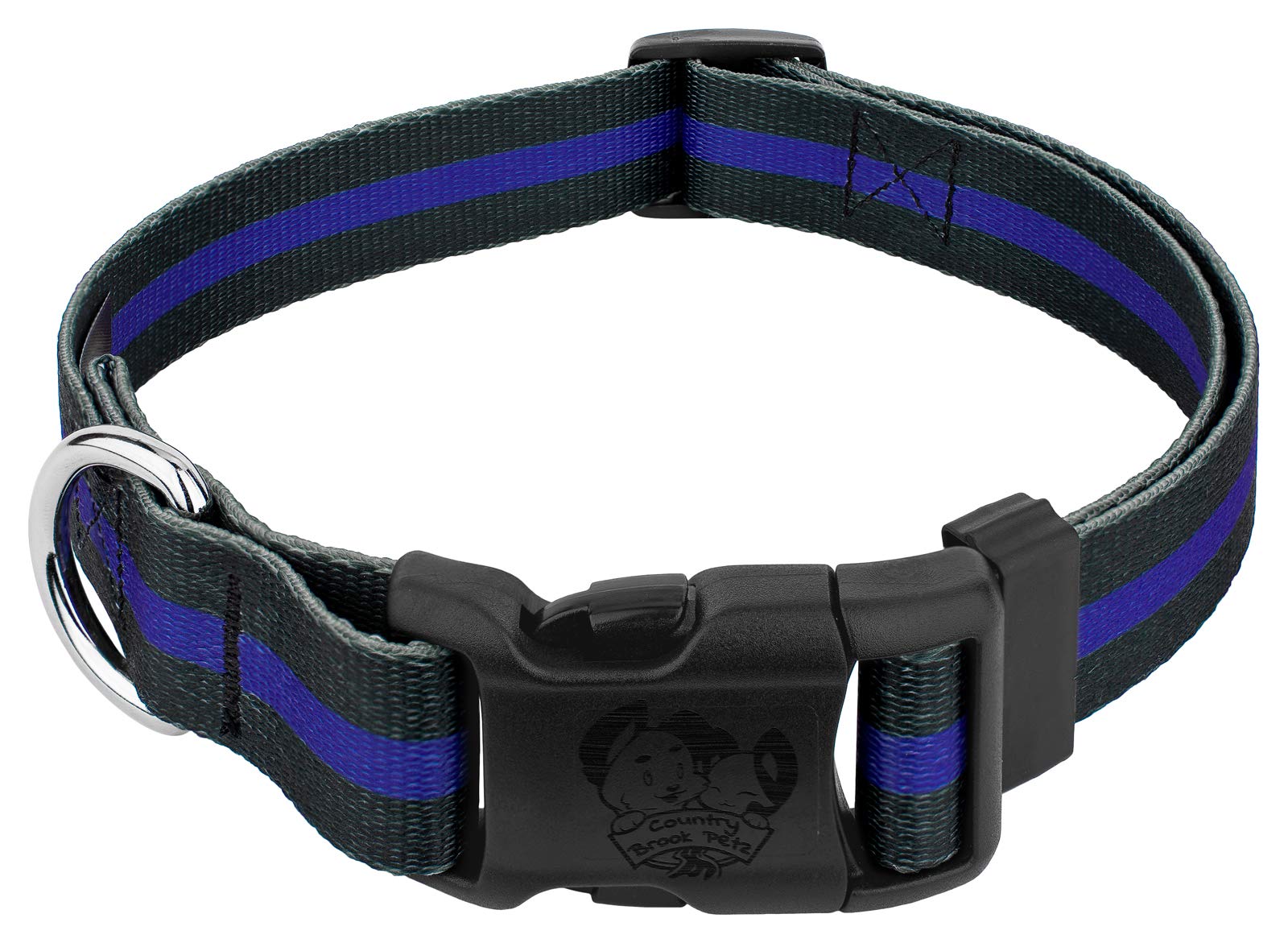 Country Brook Petz - Deluxe Thin Blue Line Dog Collar - Made In The U.S.A. - Camouflage Collection With 16 Rugged Designs (1 Inch, Large)