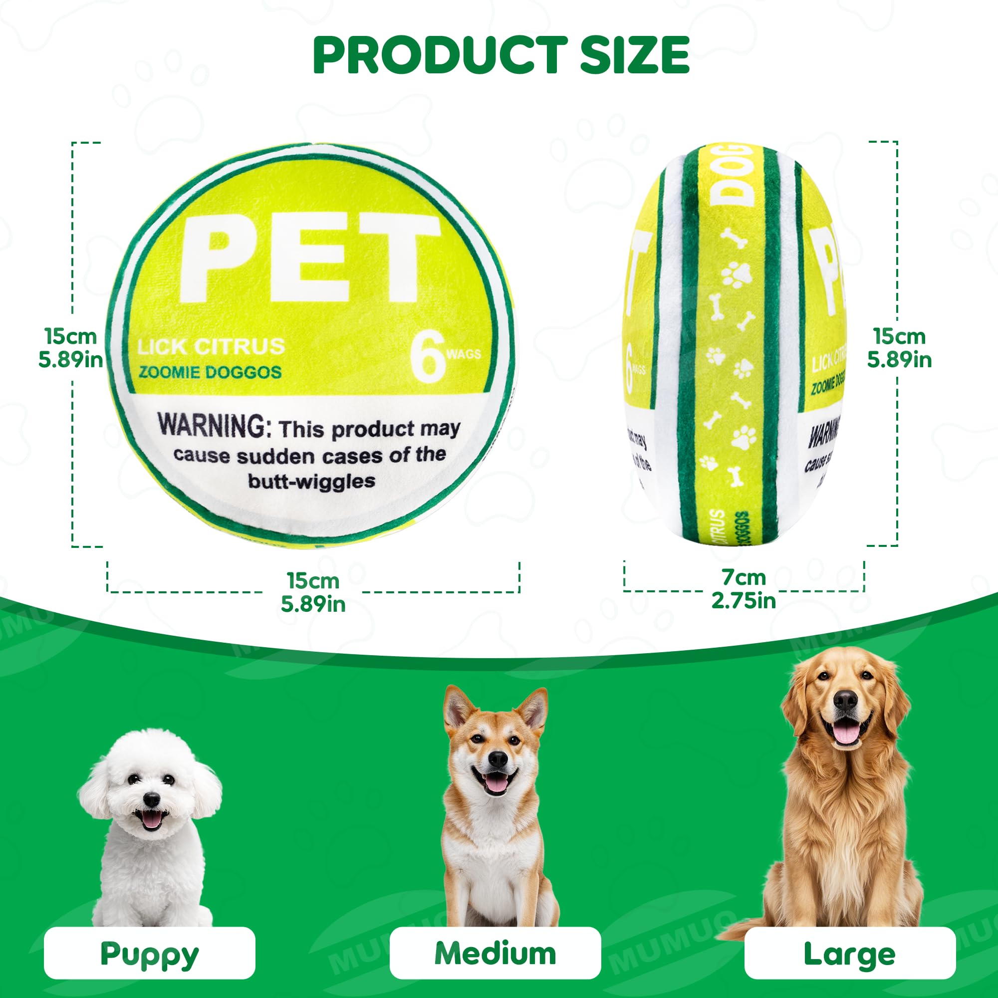Funny Pupper Deckies Parody Dog Toy, Interactive Plush Squeaky Crinkle Dogs Toys, Cute Puppy Chew Toy, Plush Pet Toys for Small