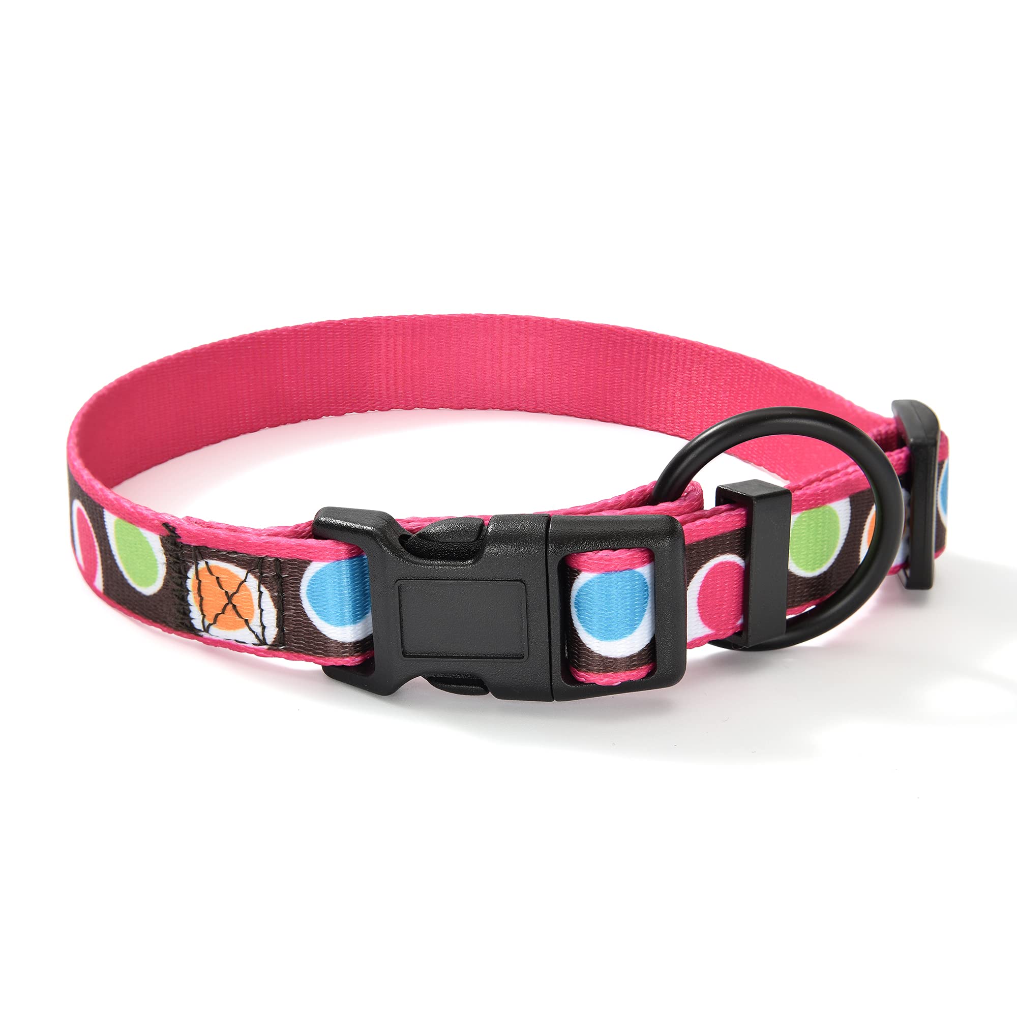 Mile High Life Dog Collar | Nylon Puppy Collars W Cute Patterns | Lightweight Girl Dog Collar | Boy Dog Collar For Small/Medium/Large Dogs (Brown Dot, Large)