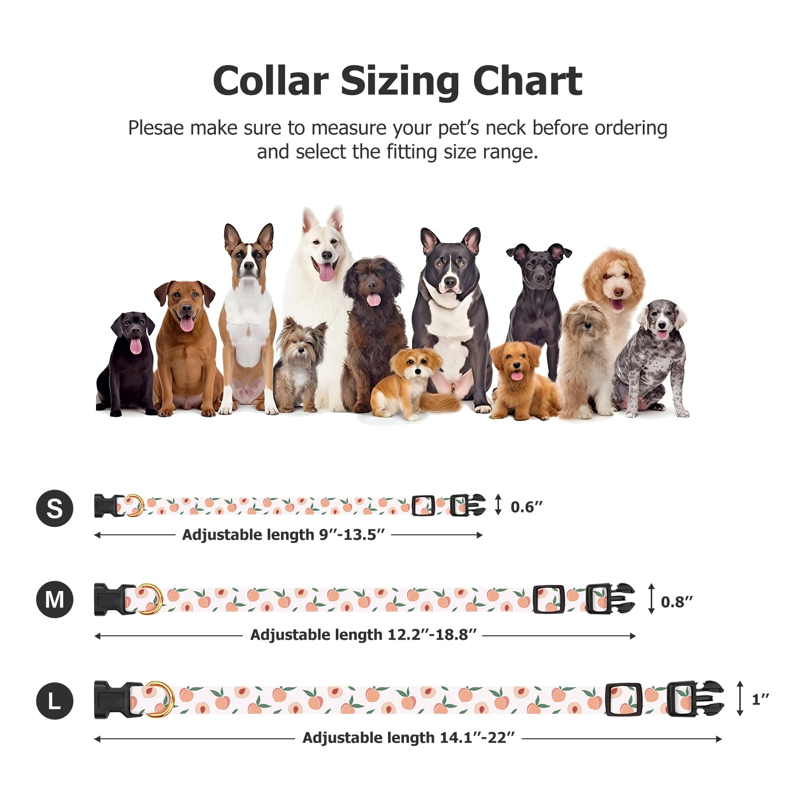 Handmade Dog Collar for Small Medium Large Dogs,White Peach with Pendant Fall and Winter Fashions Dog Collar,Ideal for Girl Dogs
