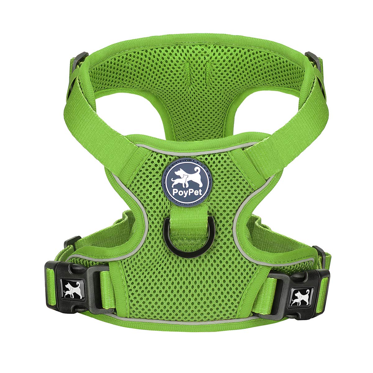Poypet Reflective Soft Breathable Mesh Dog Harness Choke-Free Double Padded Vest With Adjustable Neck And Chest(Grass Green,Xl)