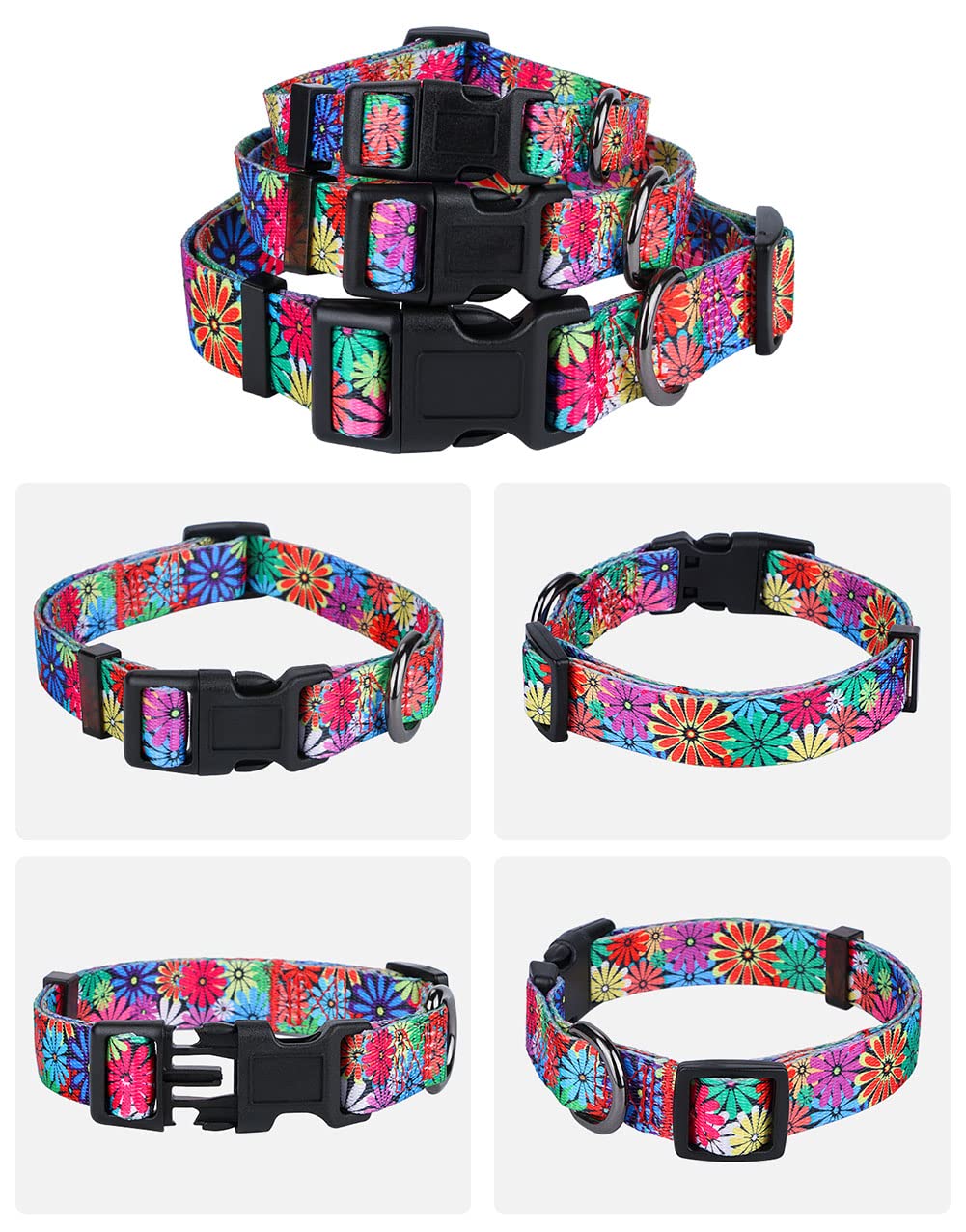Rhea Rose Dog Collar With Sunflowers Daisy Large