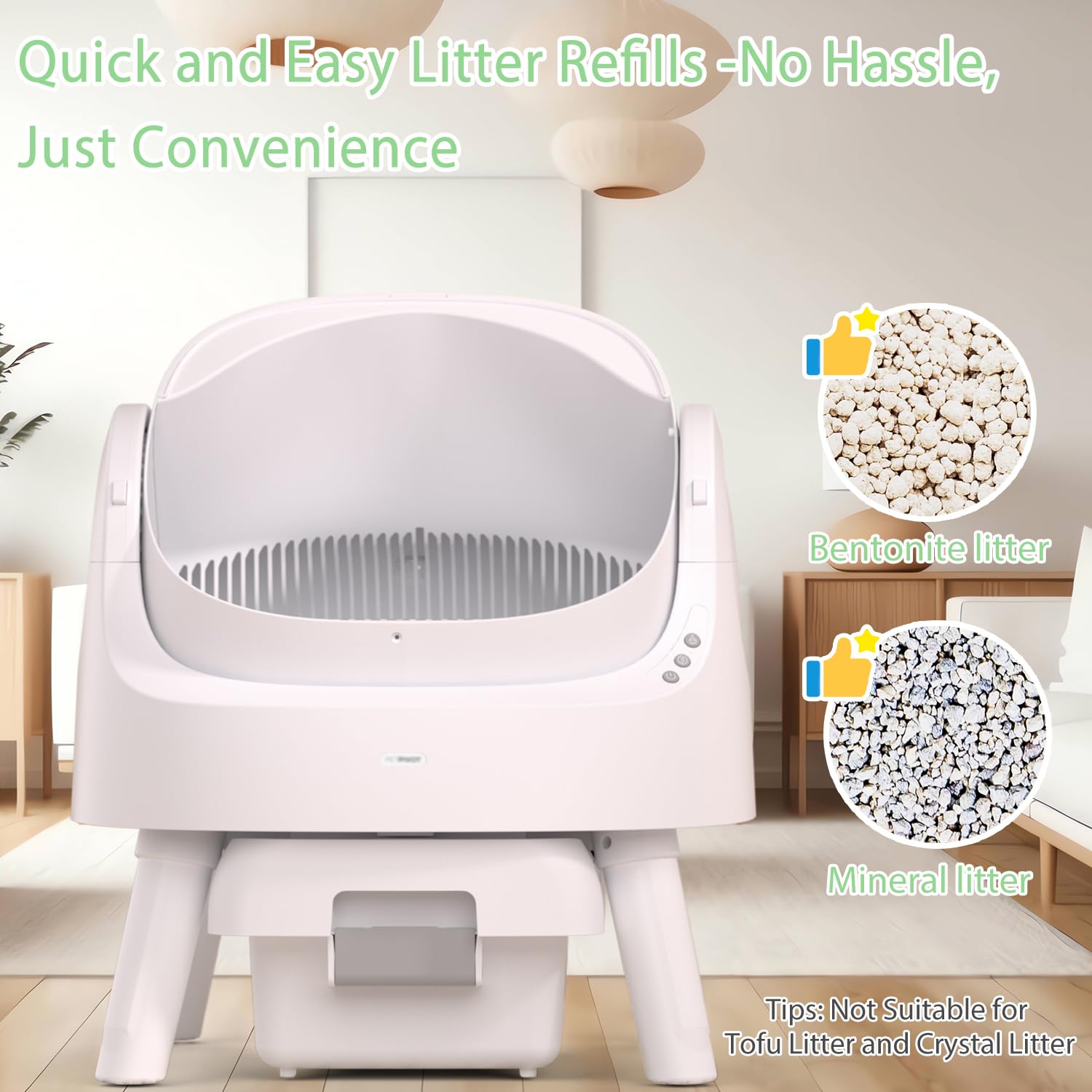 Mimfam Autoscooper 11 Self Cleaning Open Top Cat Litter Box, White, Large (21.25'' L X 16.33'' W X 24'' H), Automatic, Self-Clea