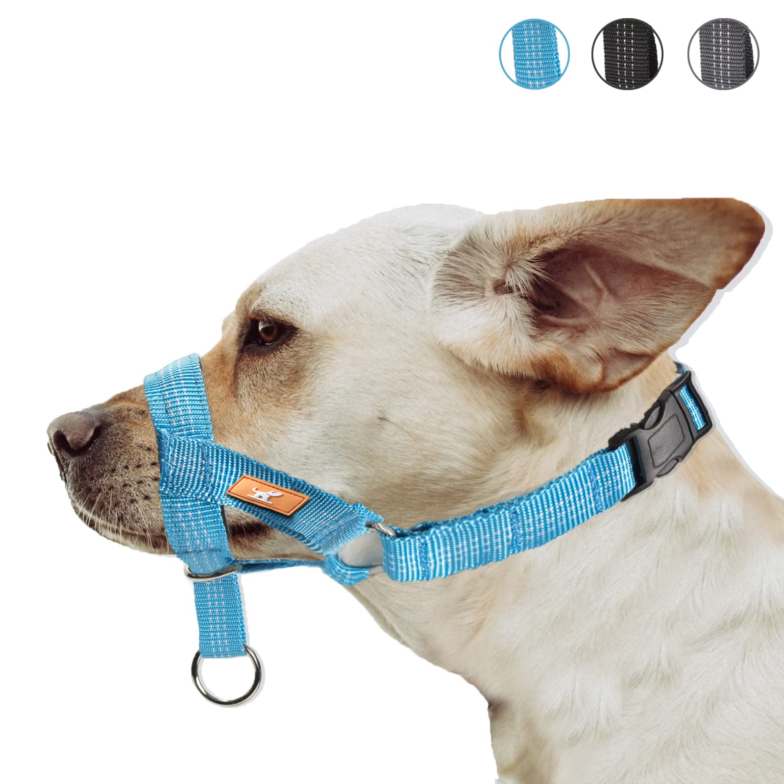 Dog Head Collar With Silk Thread, Soft And Adjustable Head Halter Collar For Small Medium Large Dogs In Striped Pattern(S,Grey)
