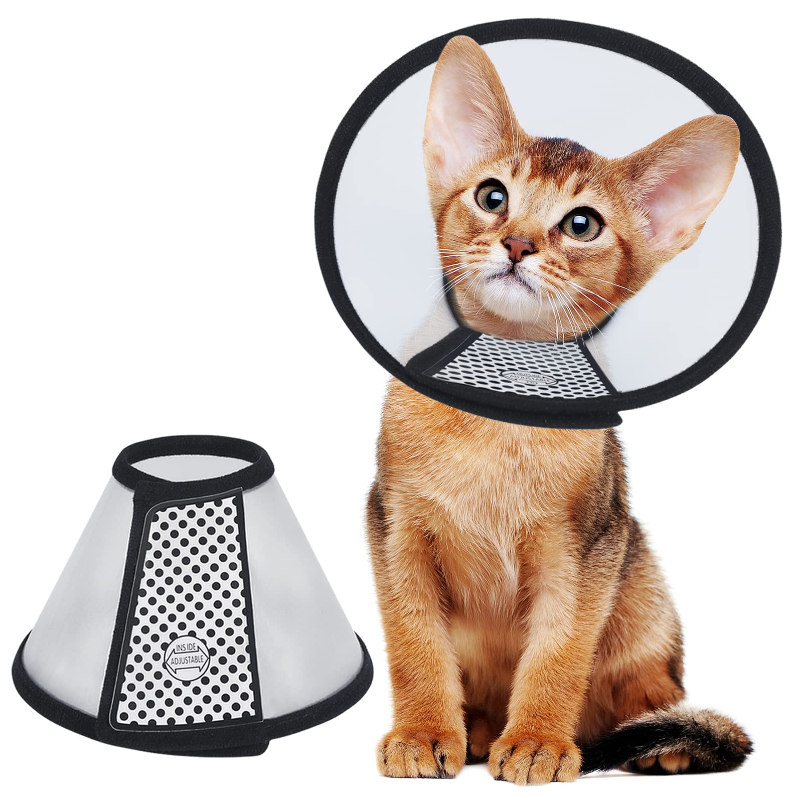 Vivifying Cat Cone, Adjustable Recovery Pet Cone, 8.1 Inches Lightweight Plastic Elizabethan Collar for Cats, Mini Dogs and Rabb