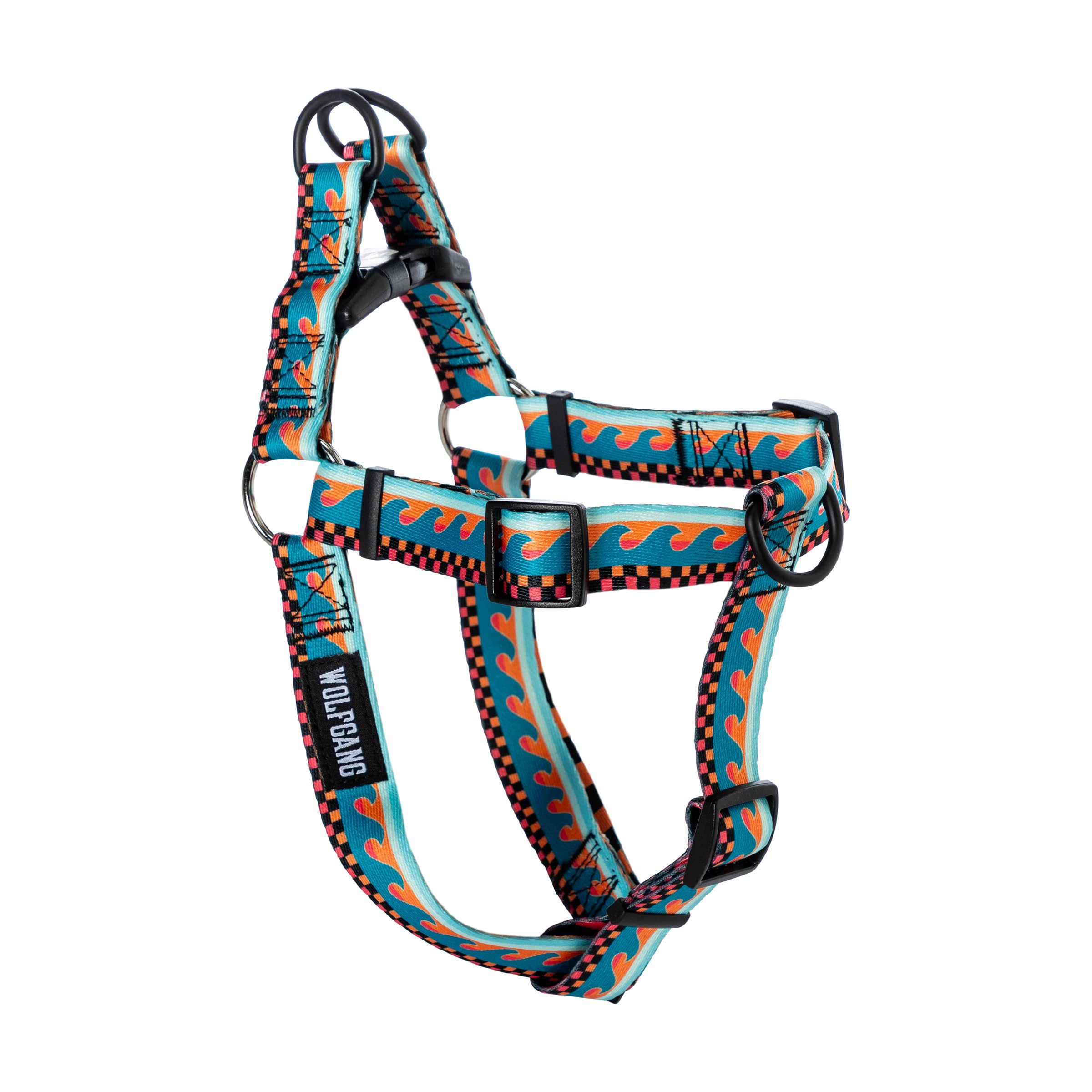 Wolfgang Heavy Duty Adjustable Dog Harness, Pull-Tested for Walking & Training, BuenaOnda Print, Large